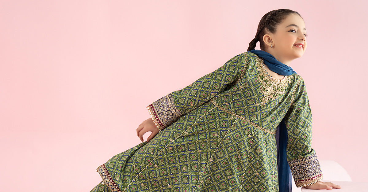 3 Piece Embroidered PK Raw Silk Suit