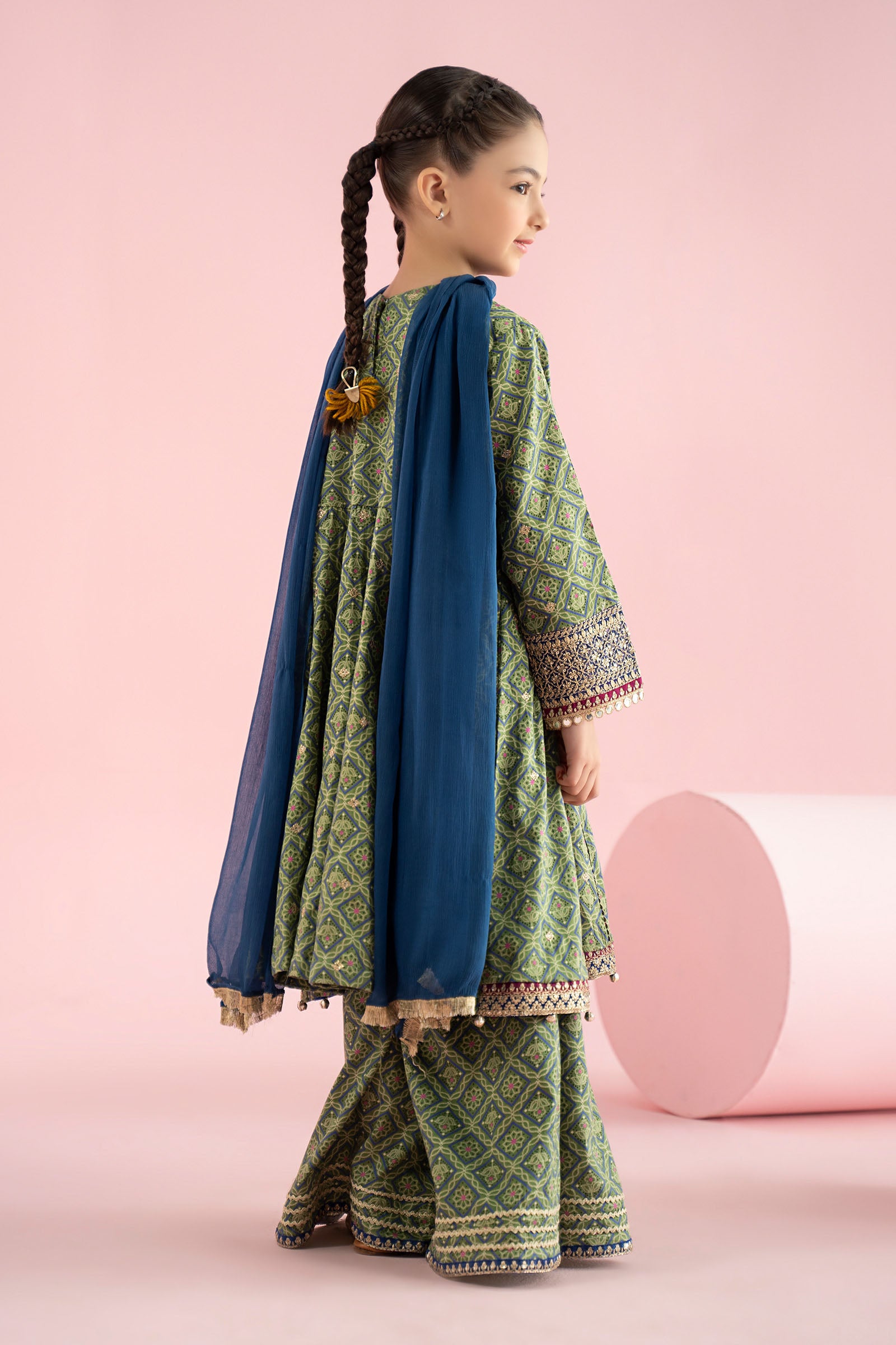 3 Piece Embroidered PK Raw Silk Suit