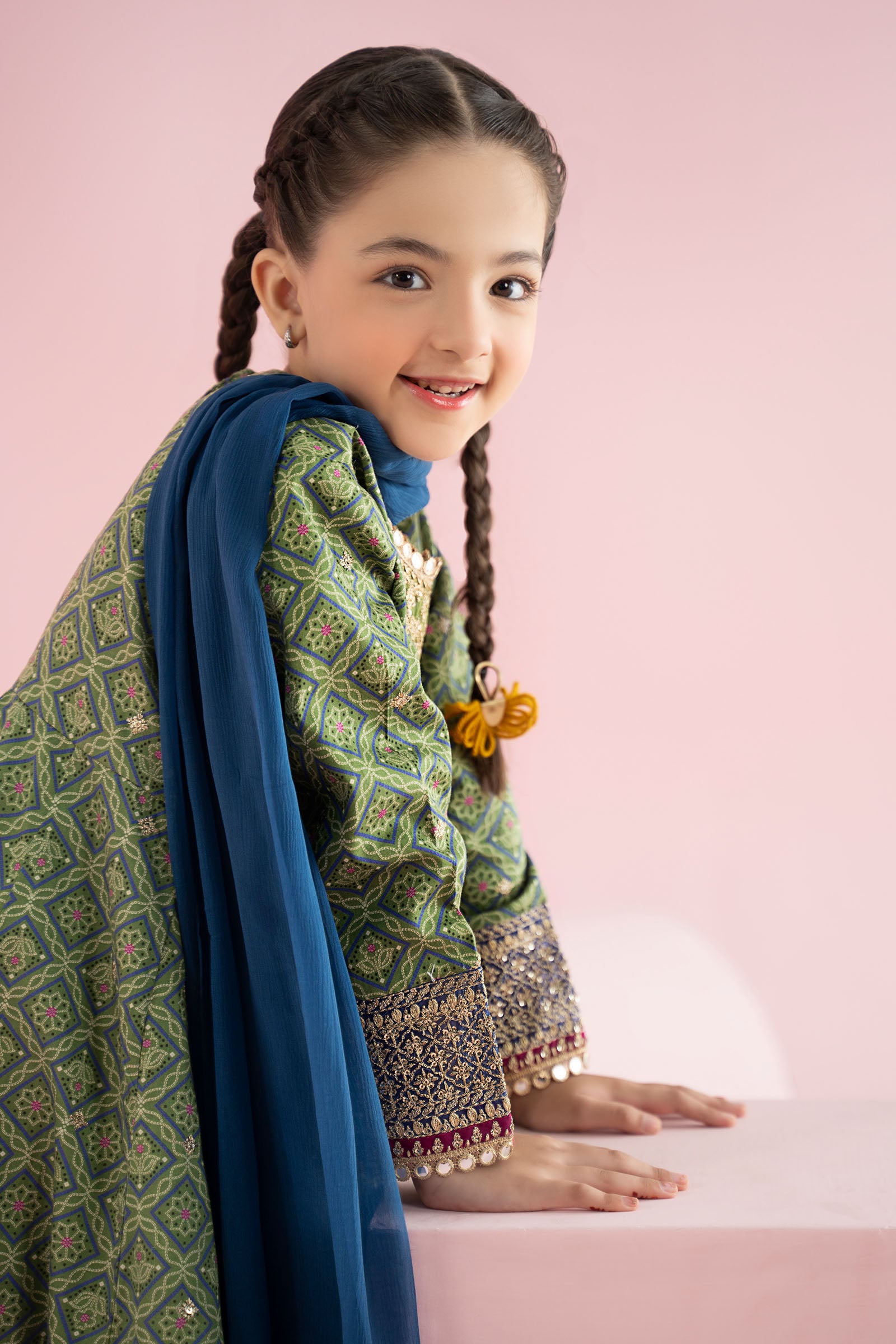 3 Piece Embroidered PK Raw Silk Suit