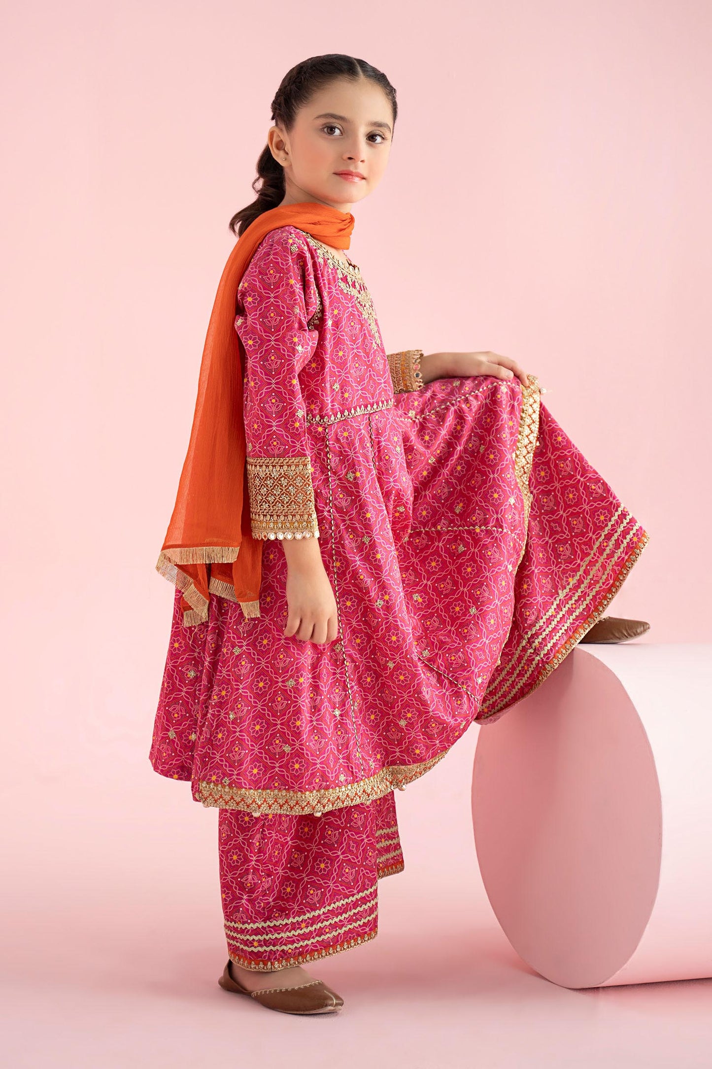 3 Piece Embroidered PK Raw Silk Suit