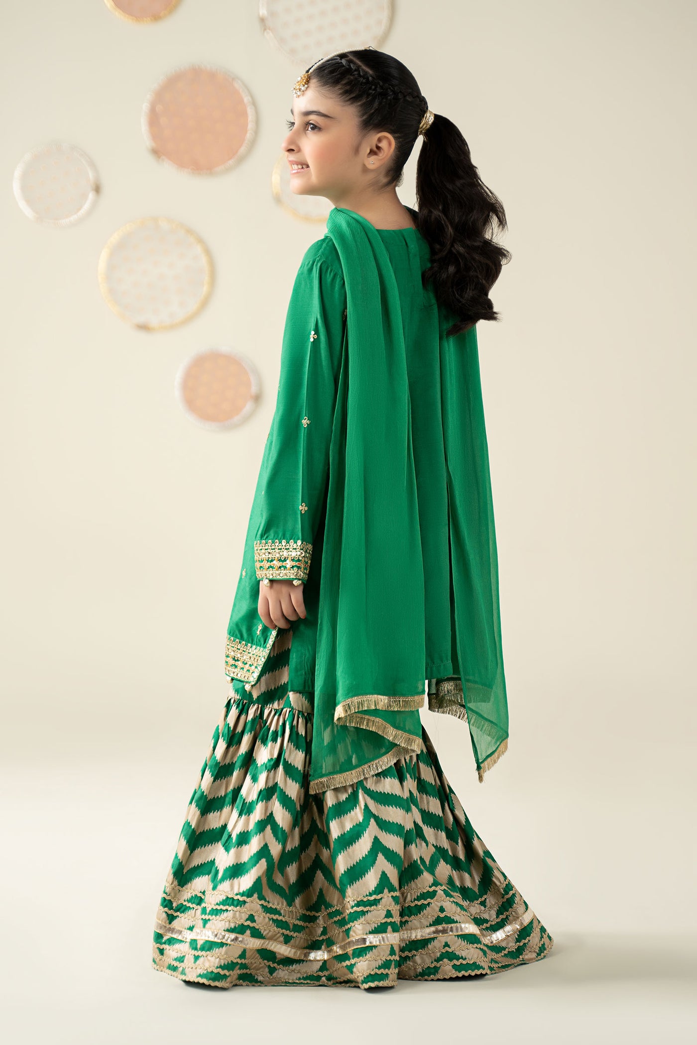 3 Piece Embroidered Raw Silk Suit