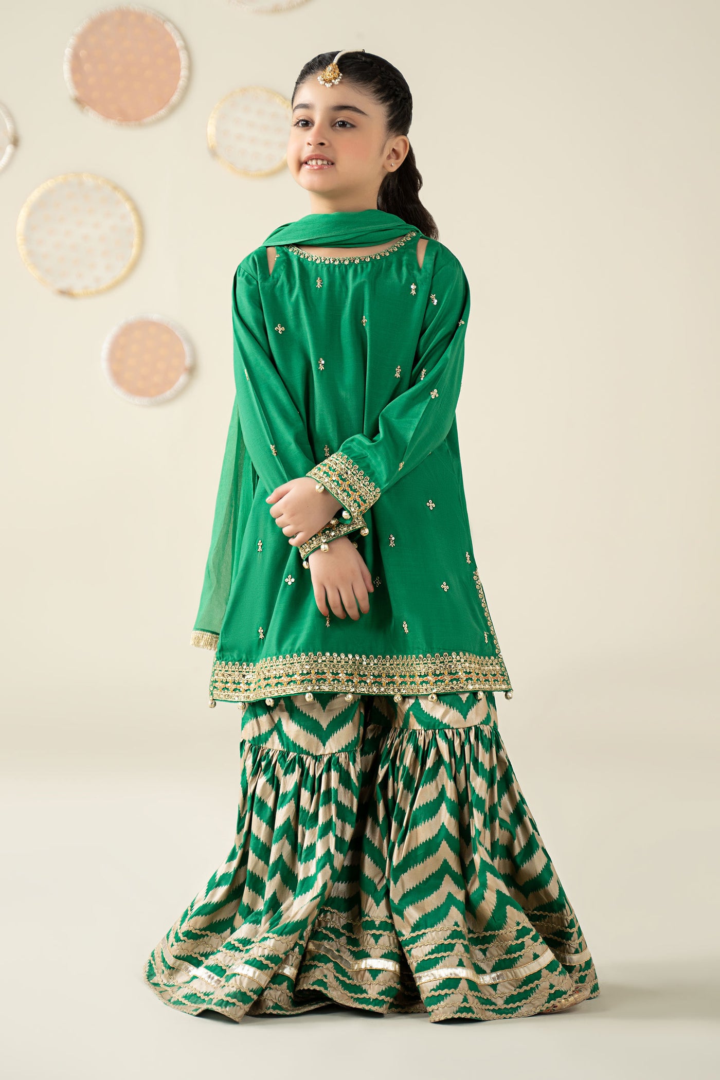 3 Piece Embroidered Raw Silk Suit