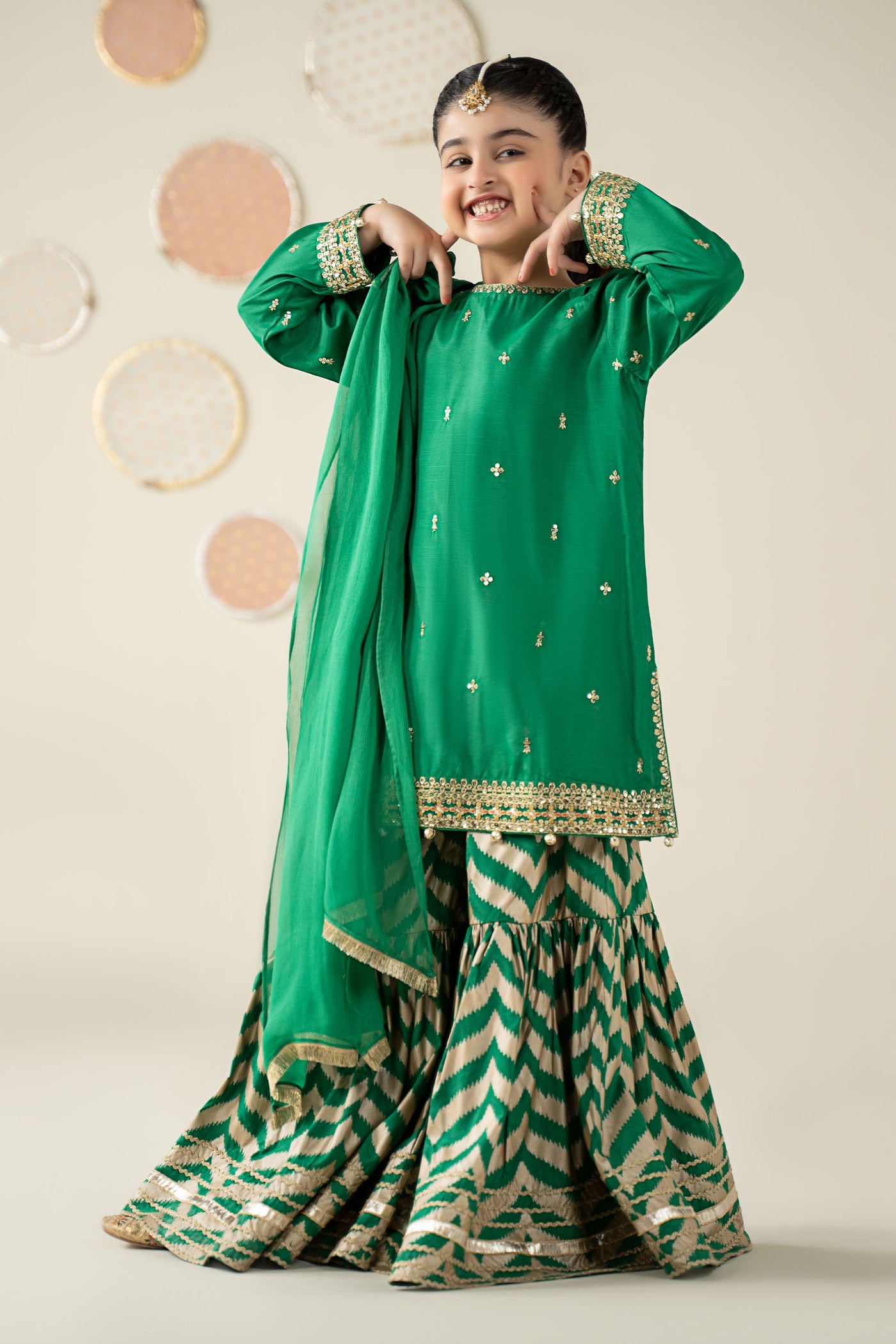 3 Piece Embroidered Raw Silk Suit