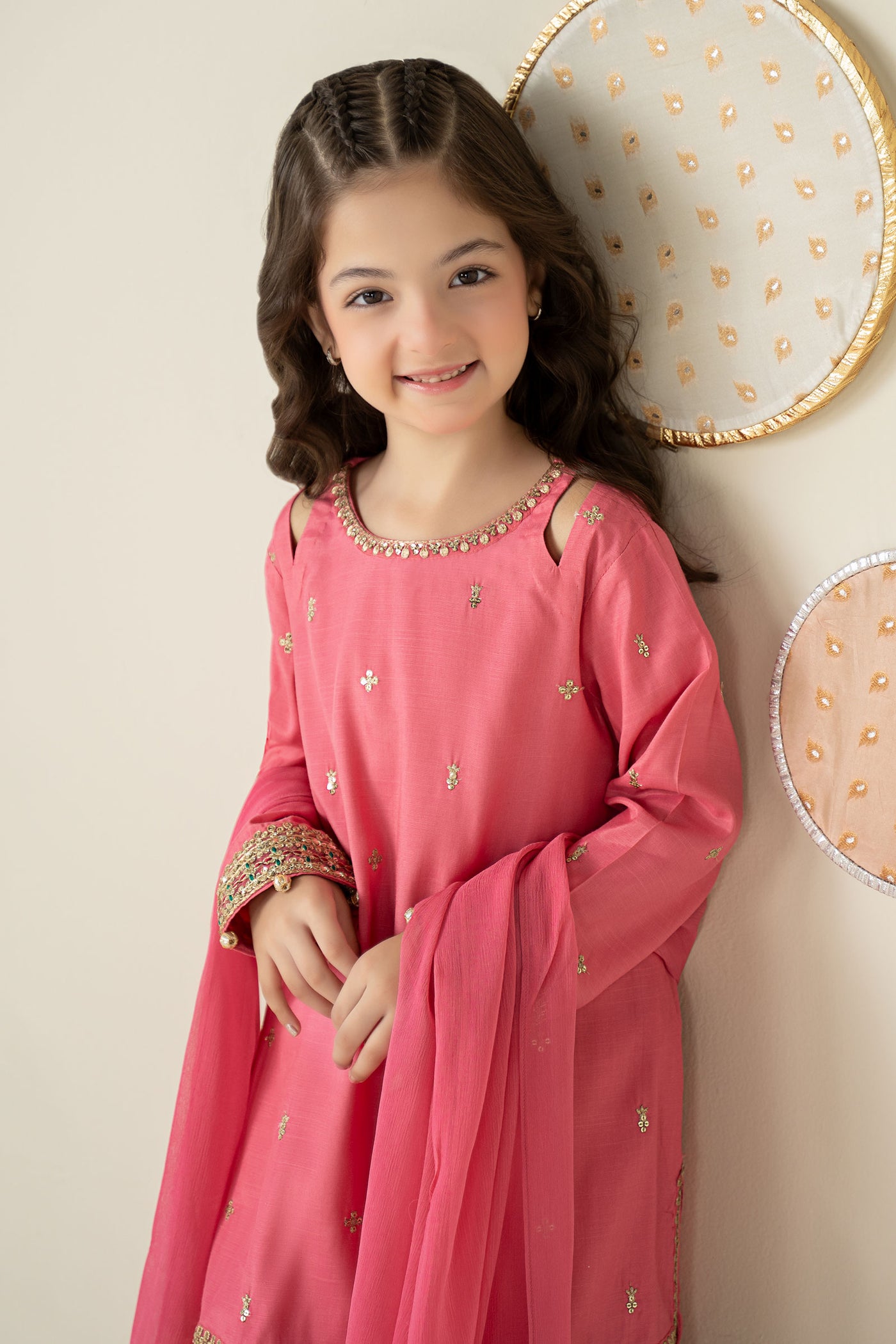 3 Piece Embroidered Raw Silk Suit