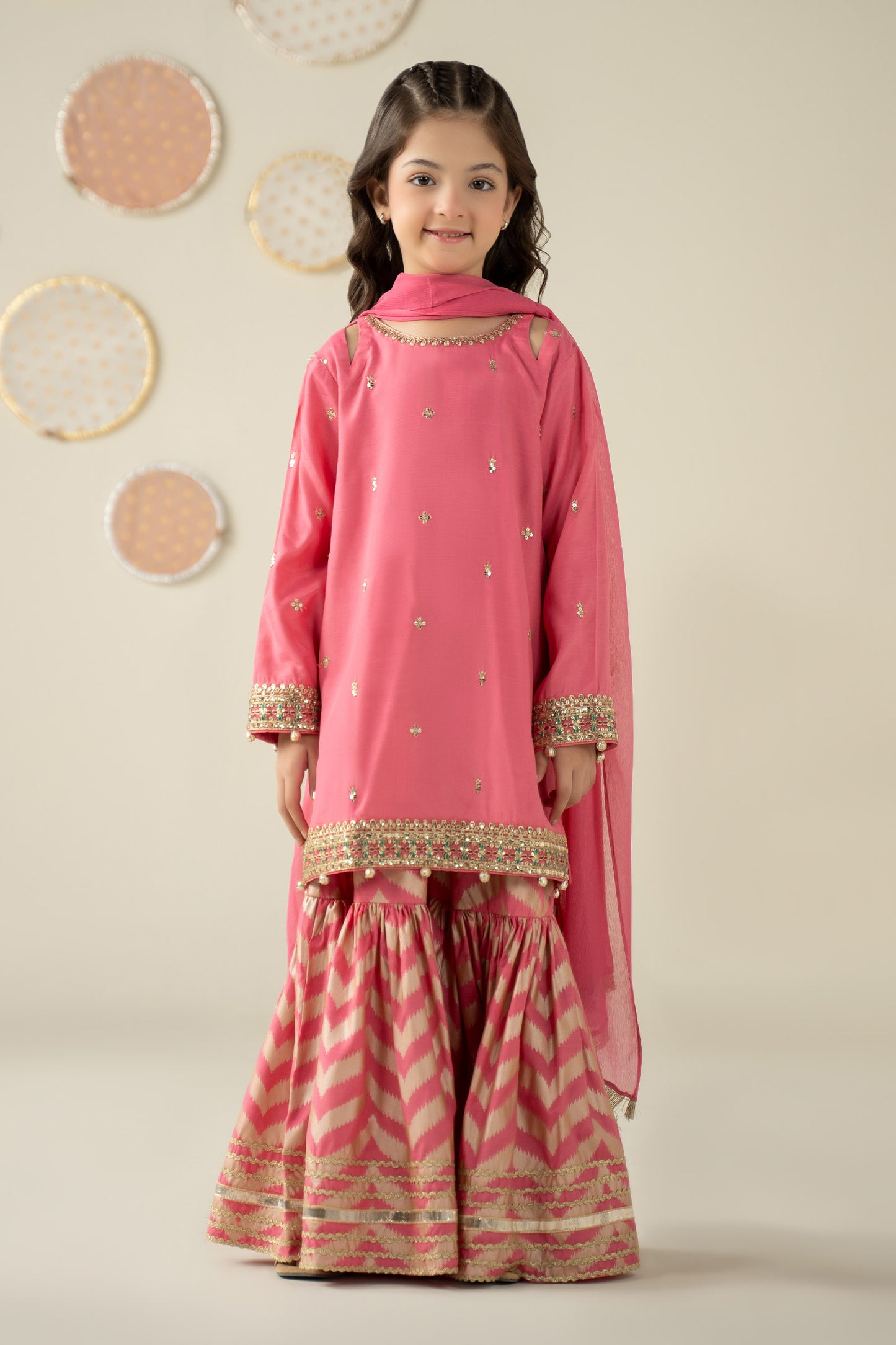 3 Piece Embroidered Raw Silk Suit
