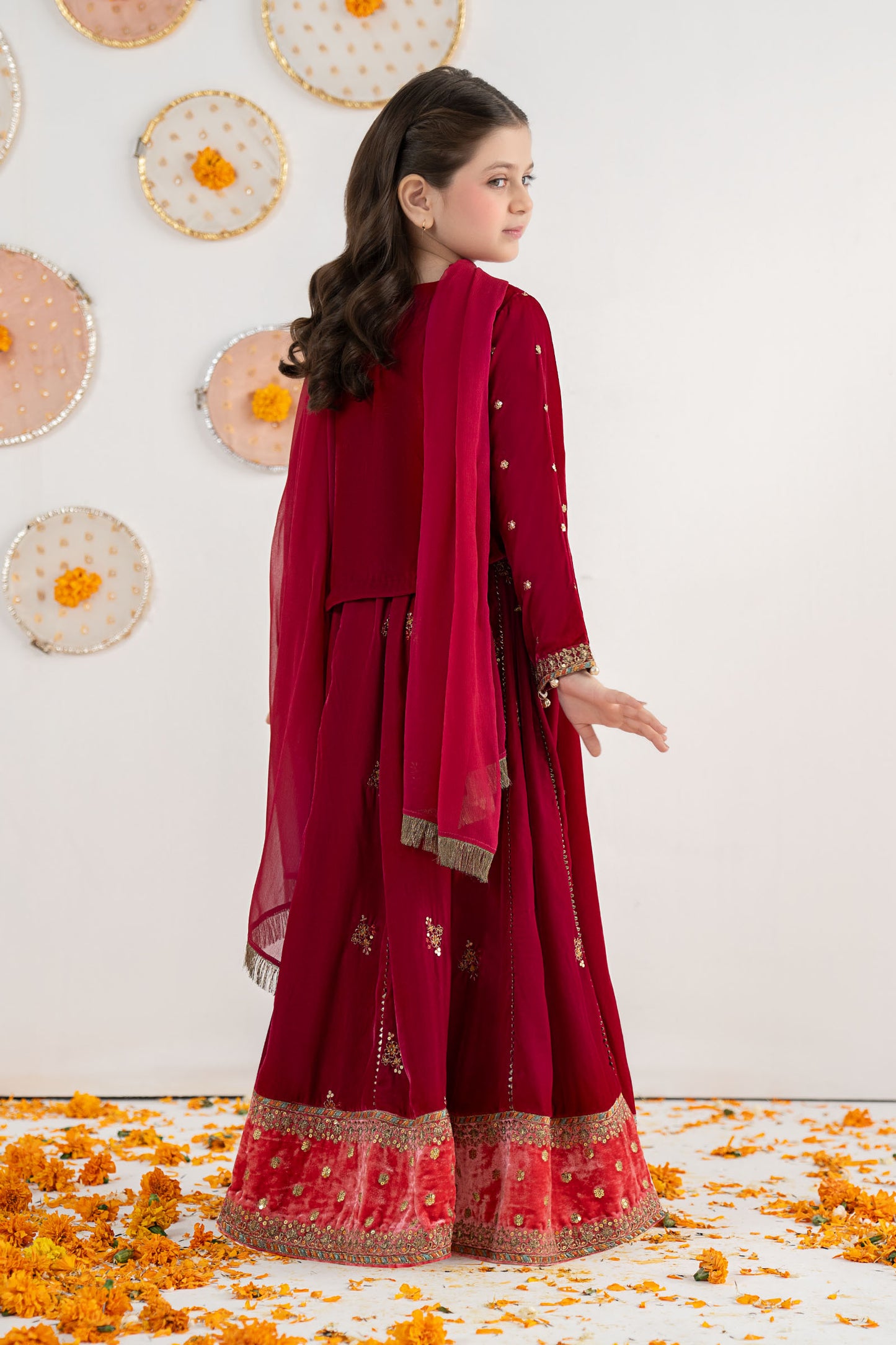 3 Piece Embroidered Velvet Suit