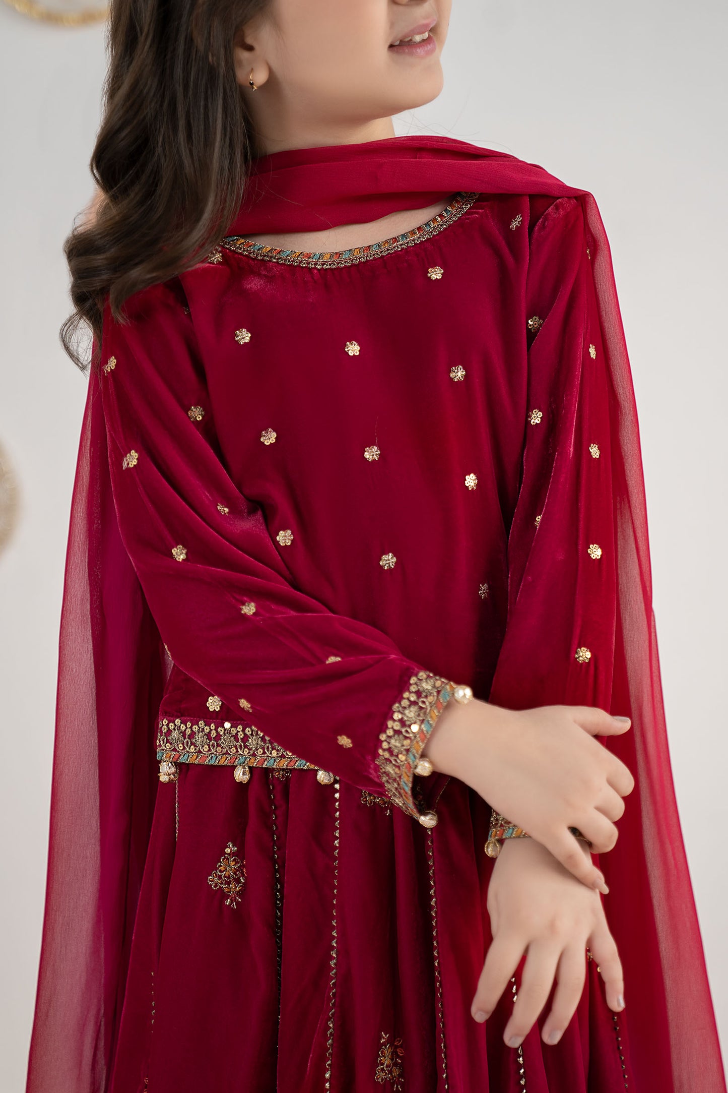 3 Piece Embroidered Velvet Suit