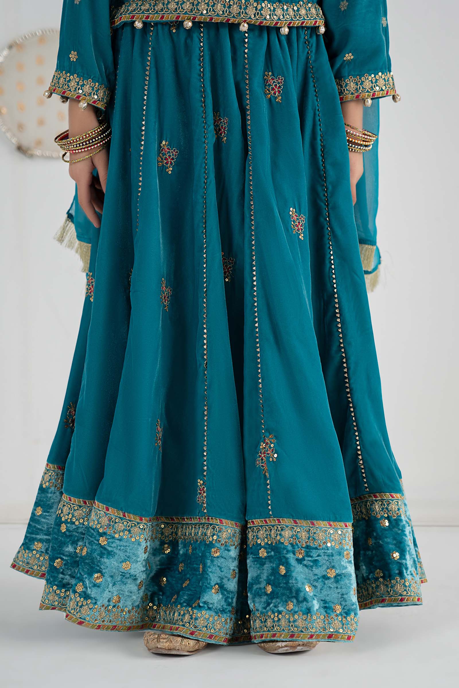 3 Piece Embroidered Velvet Suit