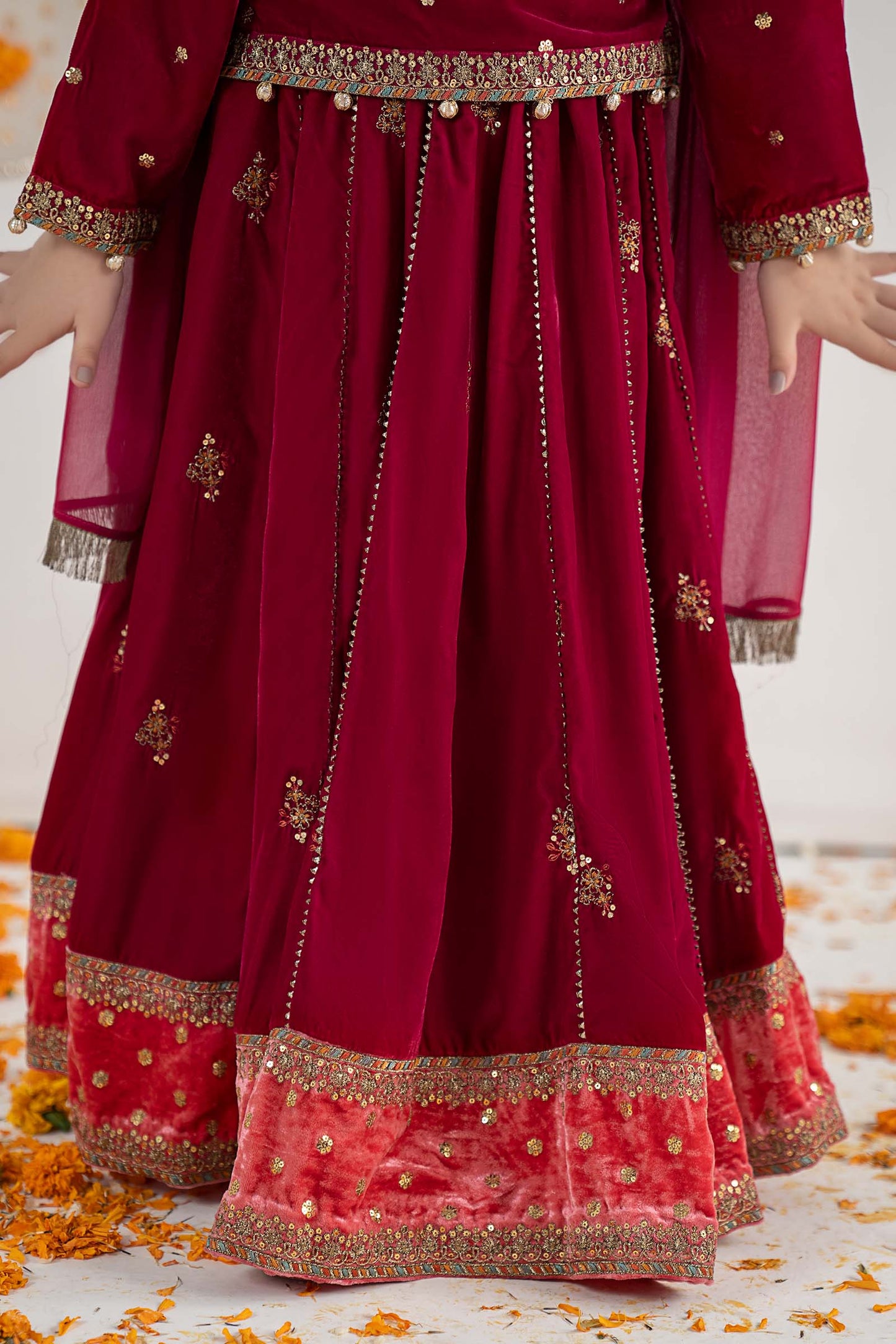 3 Piece Embroidered Velvet Suit