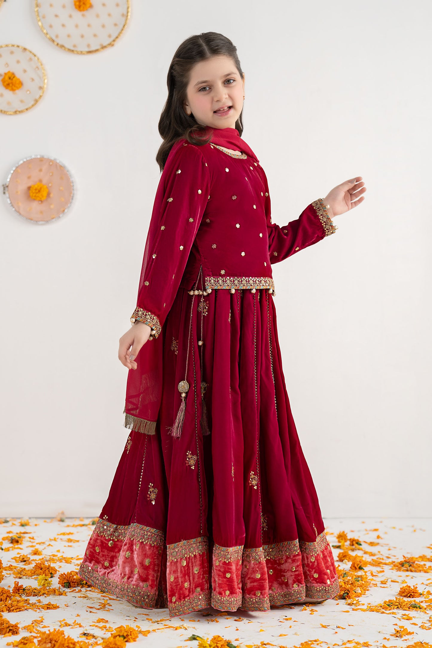 3 Piece Embroidered Velvet Suit