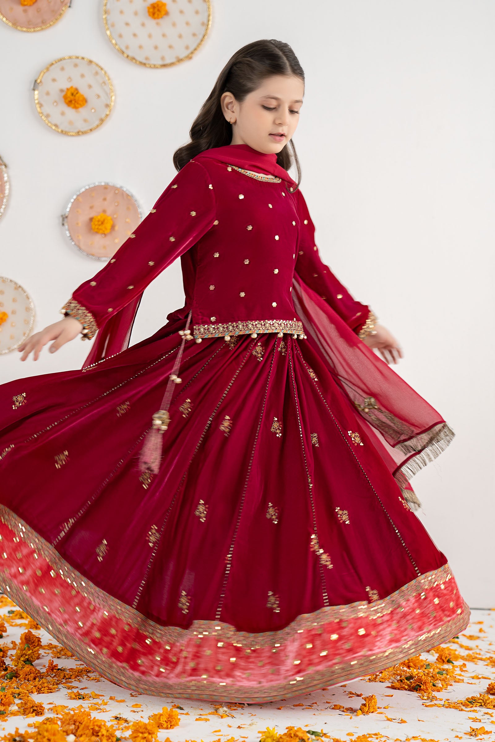 3 Piece Embroidered Velvet Suit