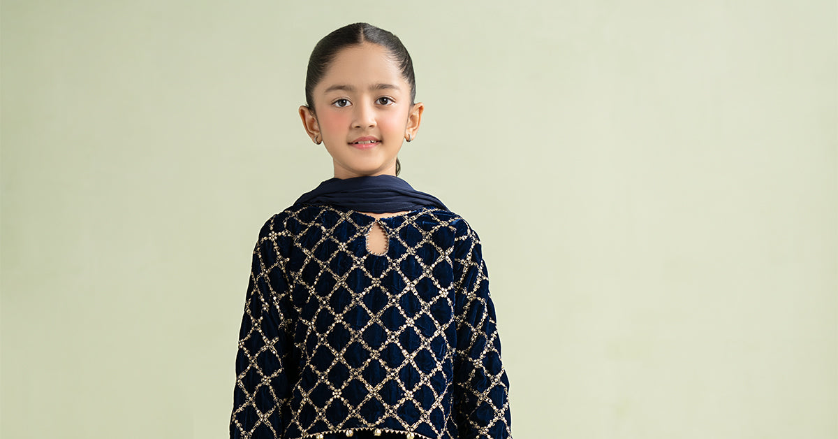 3 Piece Embroidered Velvet Suit