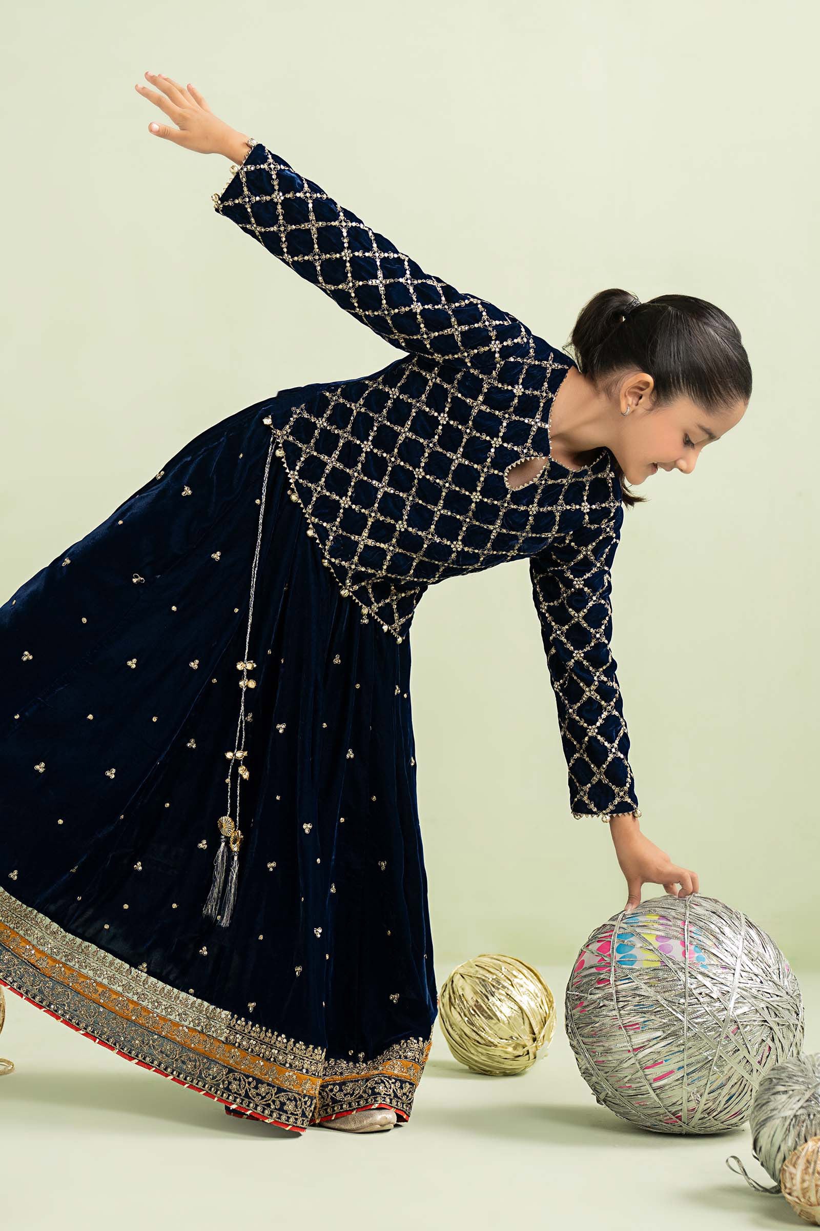 3 Piece Embroidered Velvet Suit