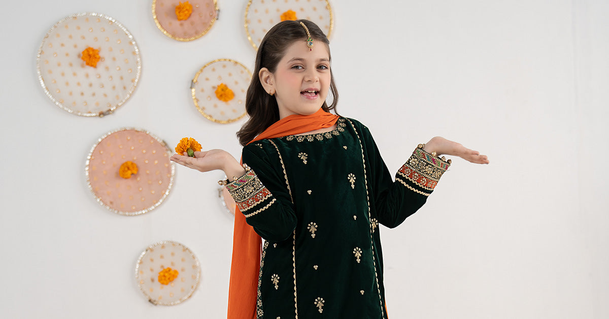 3 Piece Embroidered Velvet Suit