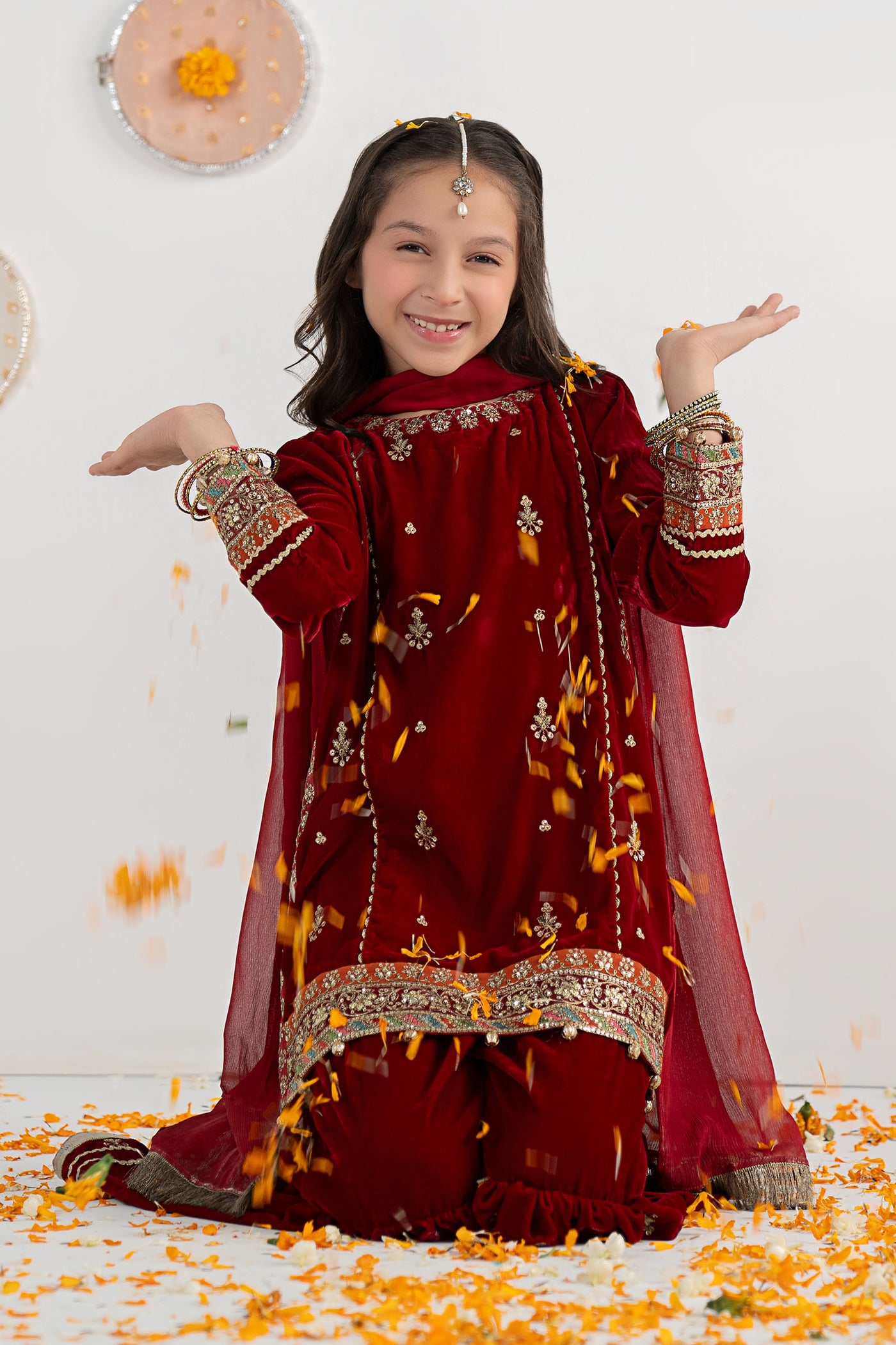 3 Piece Embroidered Velvet Suit