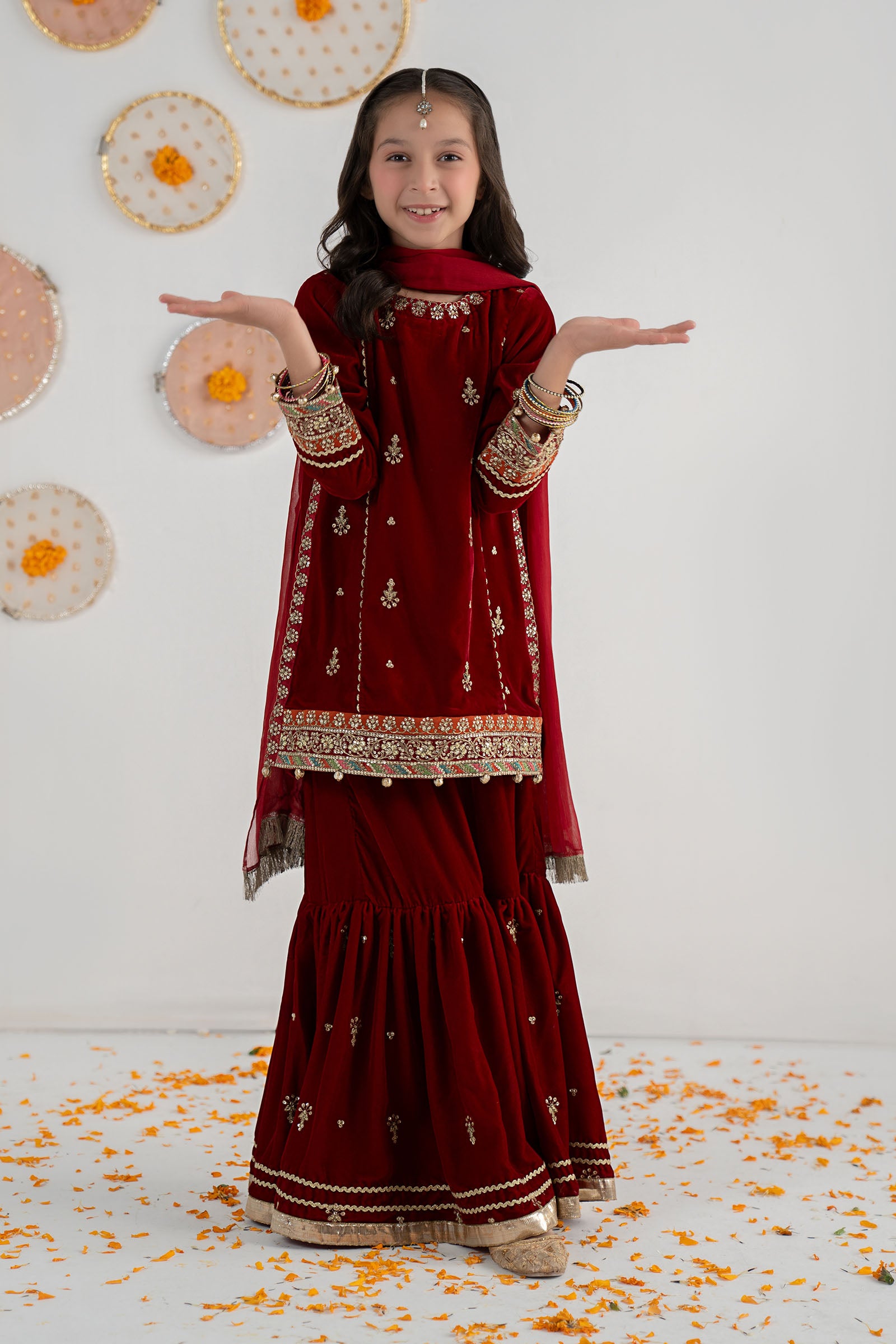 3 Piece Embroidered Velvet Suit