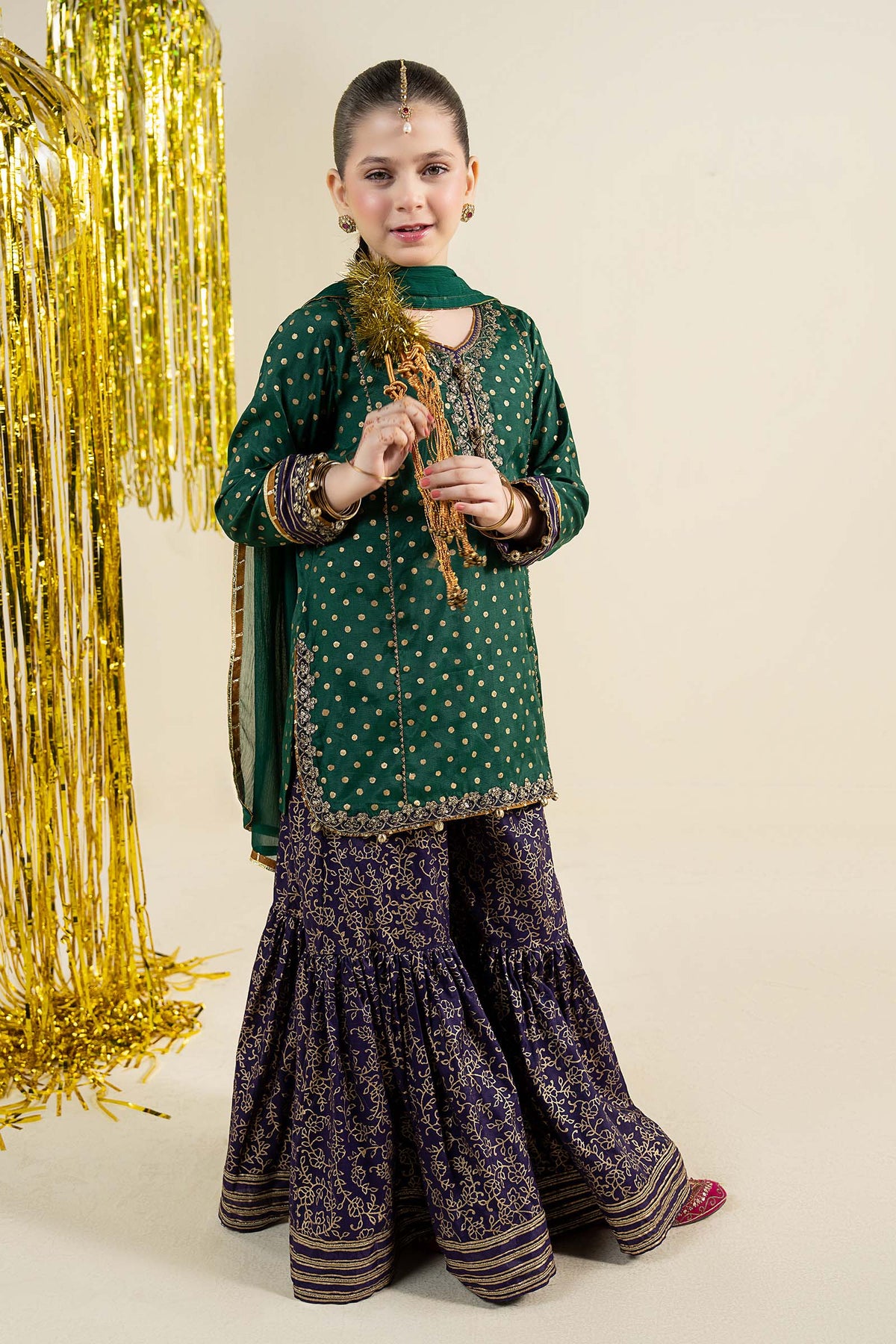 3 Piece Embroidered Raw Silk Suit