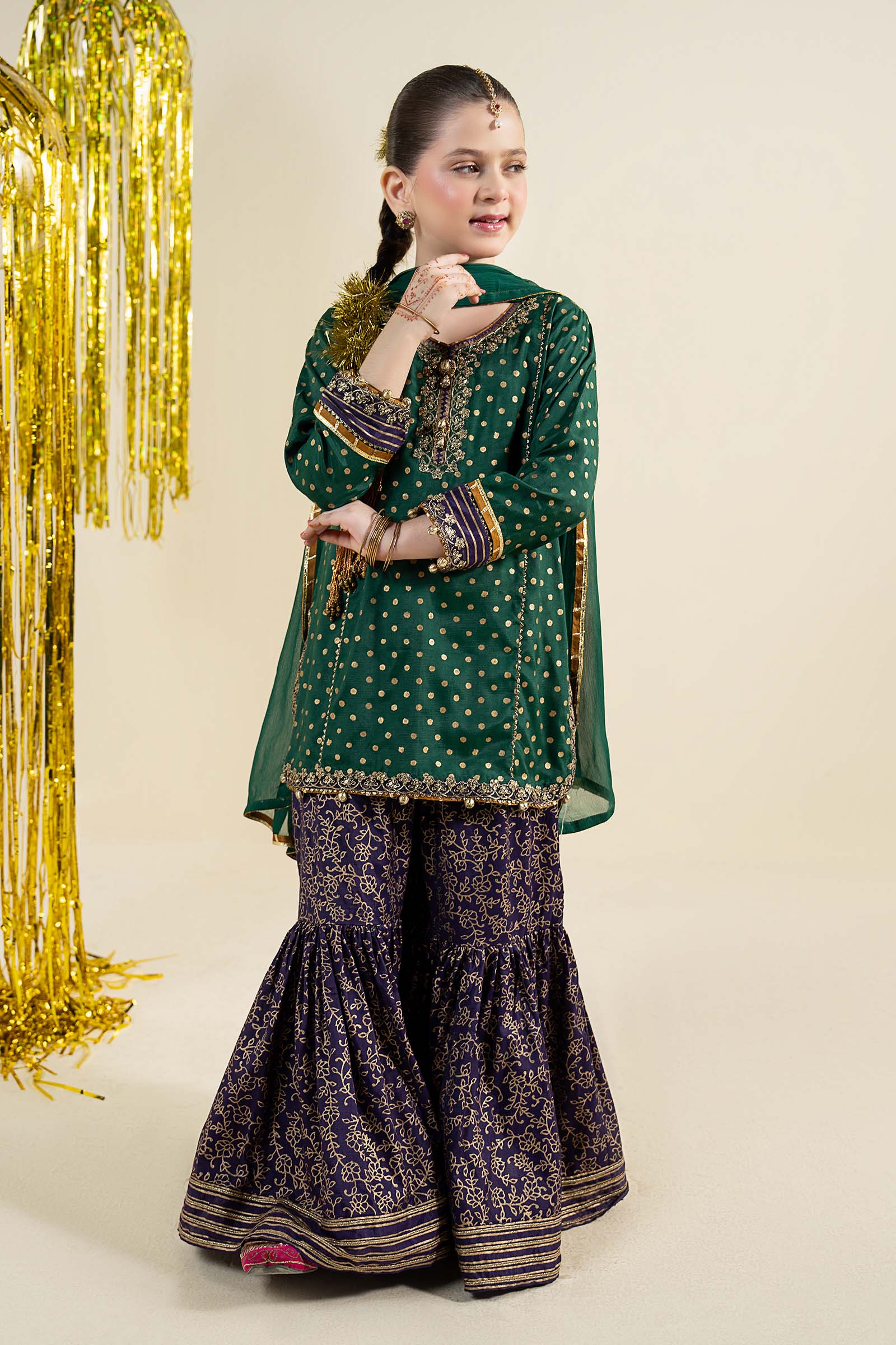 3 Piece Embroidered Raw Silk Suit