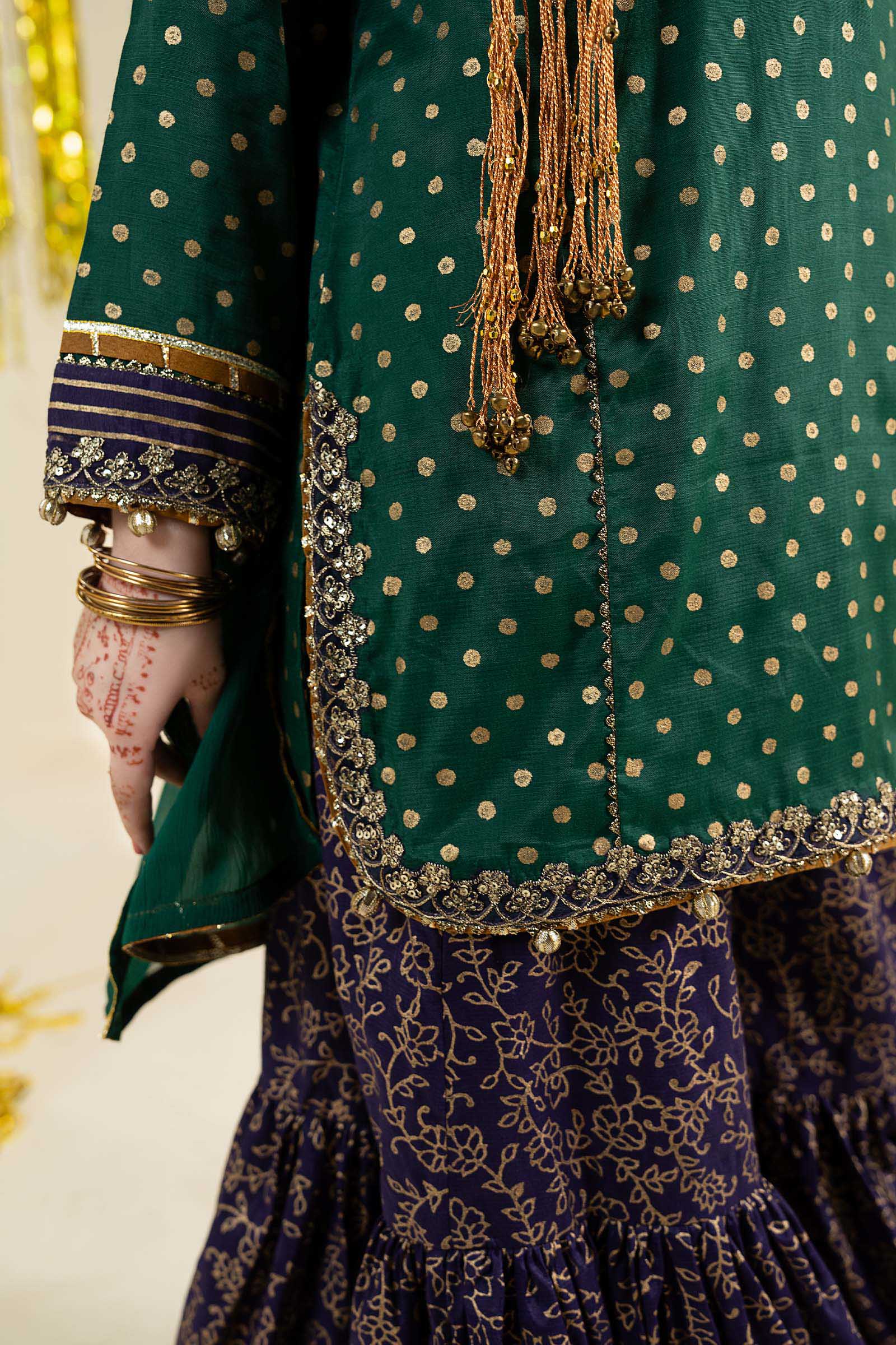 3 Piece Embroidered Raw Silk Suit