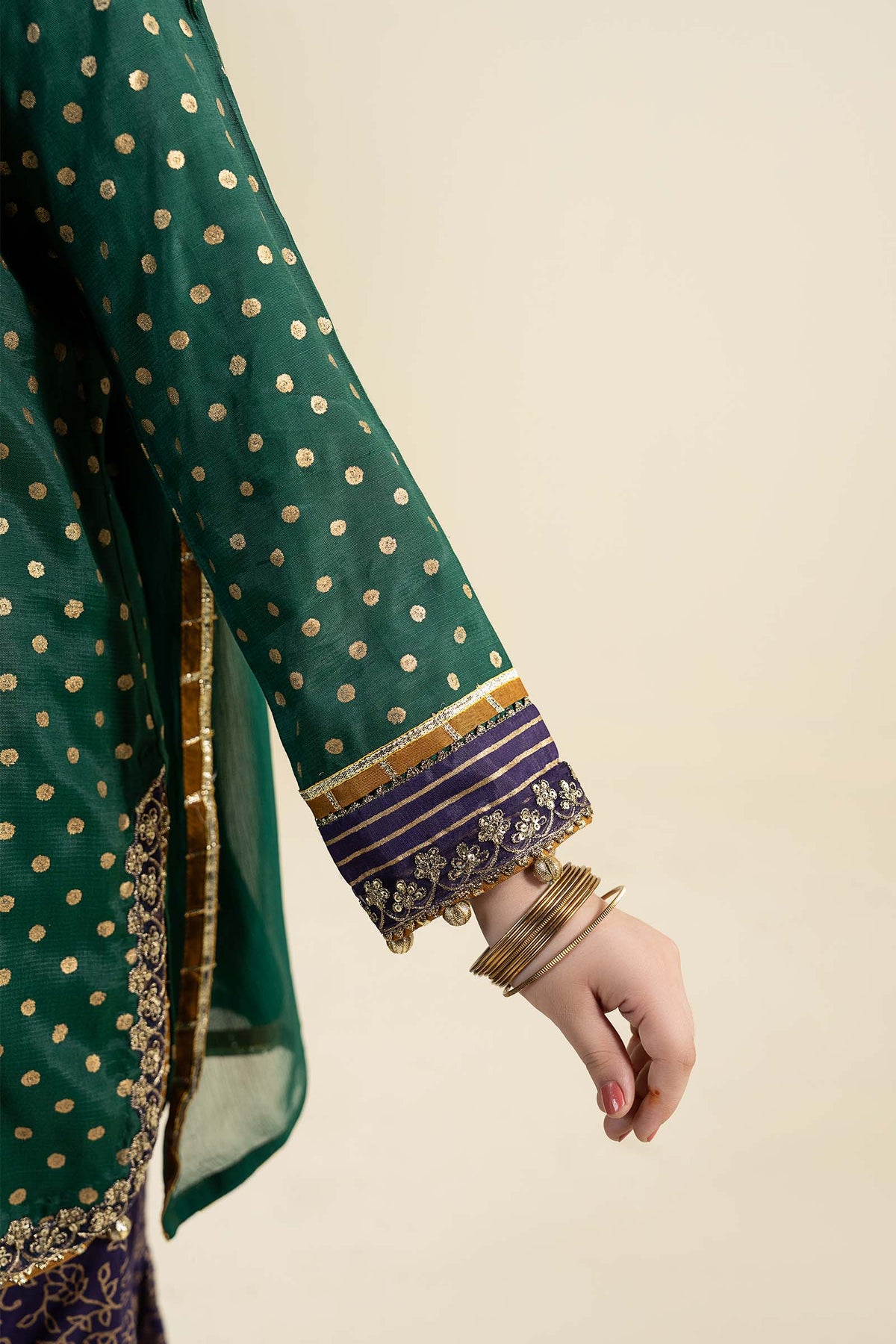 3 Piece Embroidered Raw Silk Suit