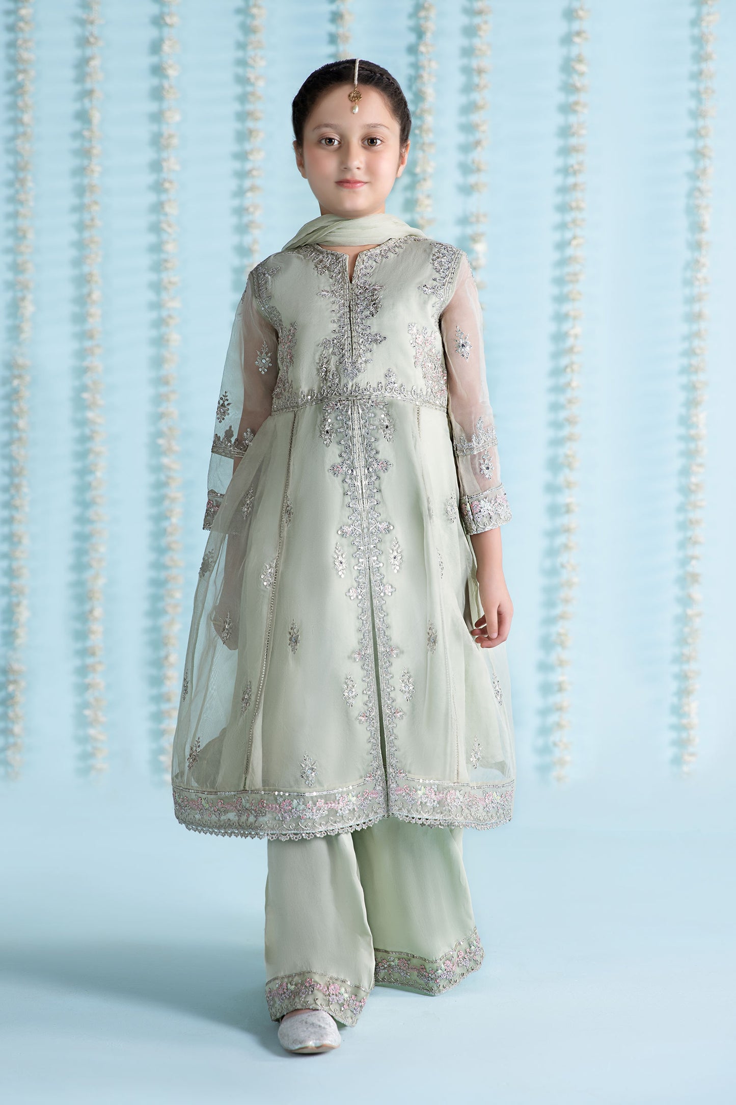 3 Piece Embroidered Organza Suit