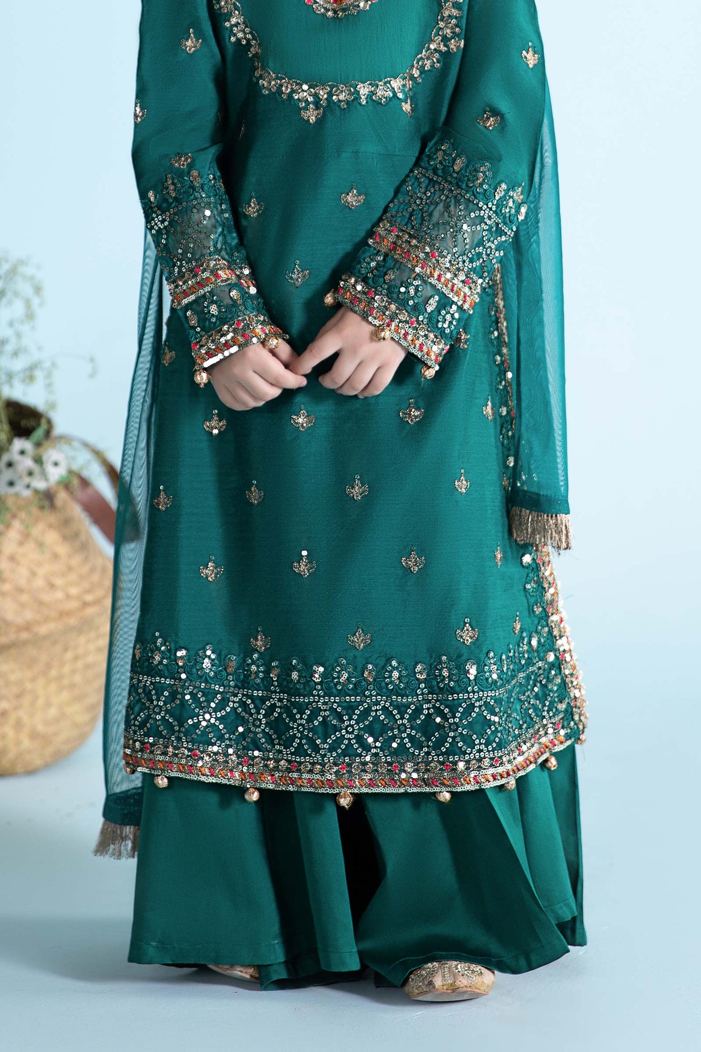 3 Piece Embroidered Cotton Silk Suit