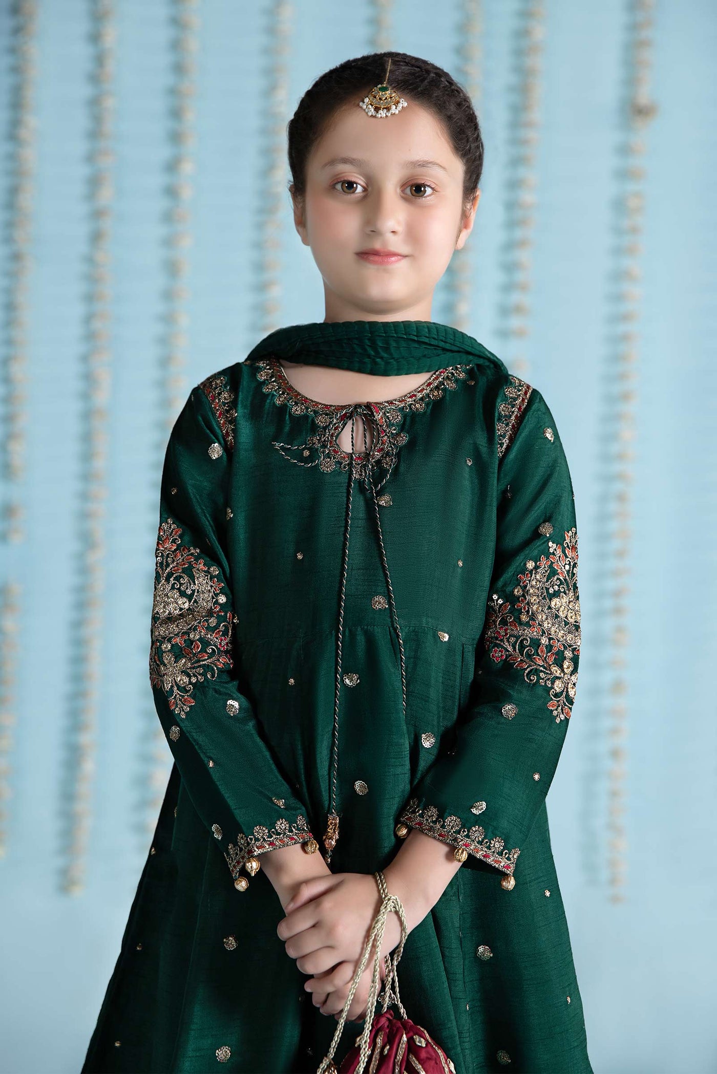 3 Piece Embroidered Raw Silk Suit