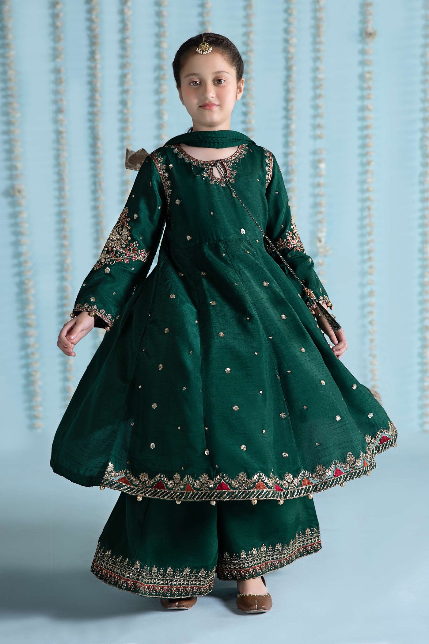 3 Piece Embroidered Raw Silk Suit