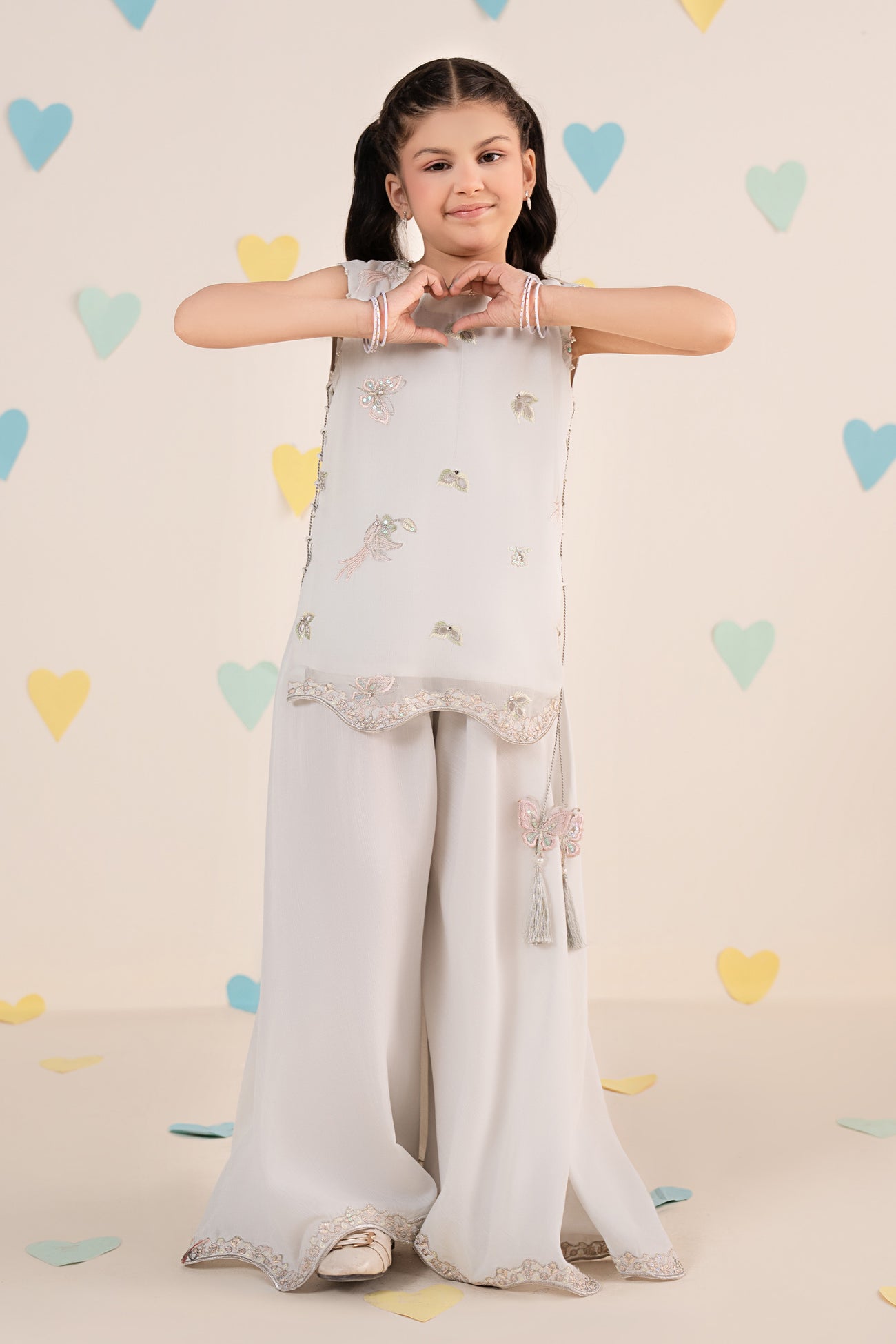 2 Piece Embroidered Chiffon Suit