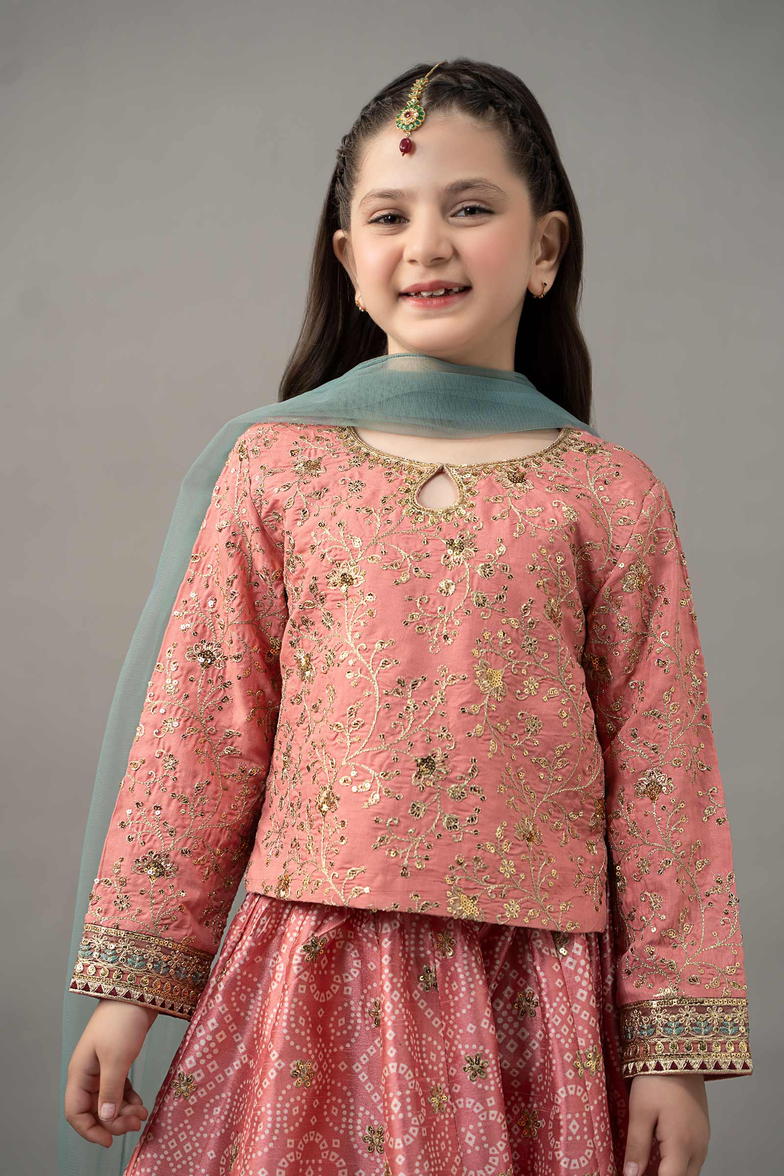 3 Piece Embroidered Raw Silk Suit