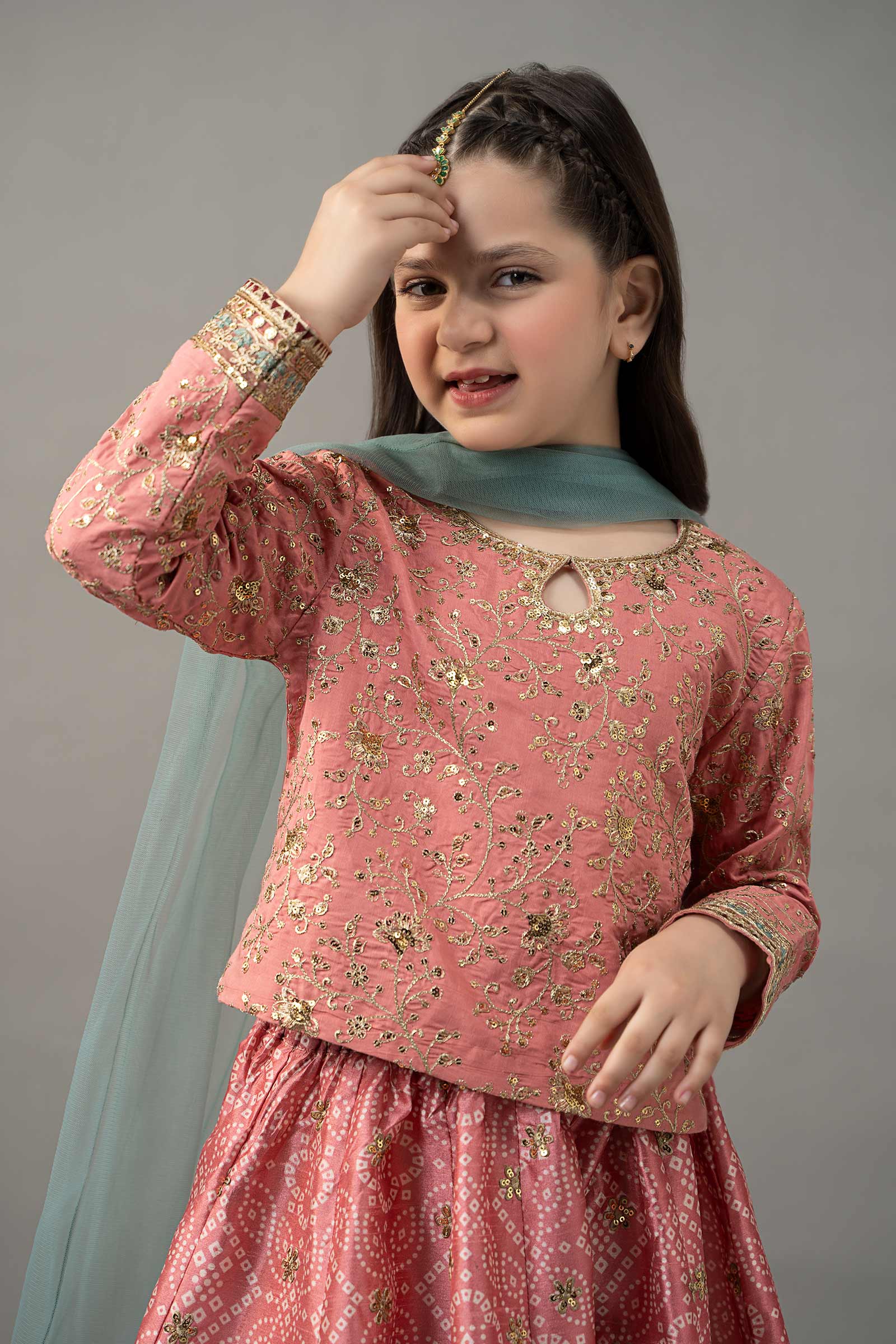 3 Piece Embroidered Raw Silk Suit