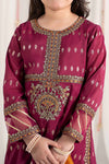 3 Piece Embroidered Raw Silk Suit