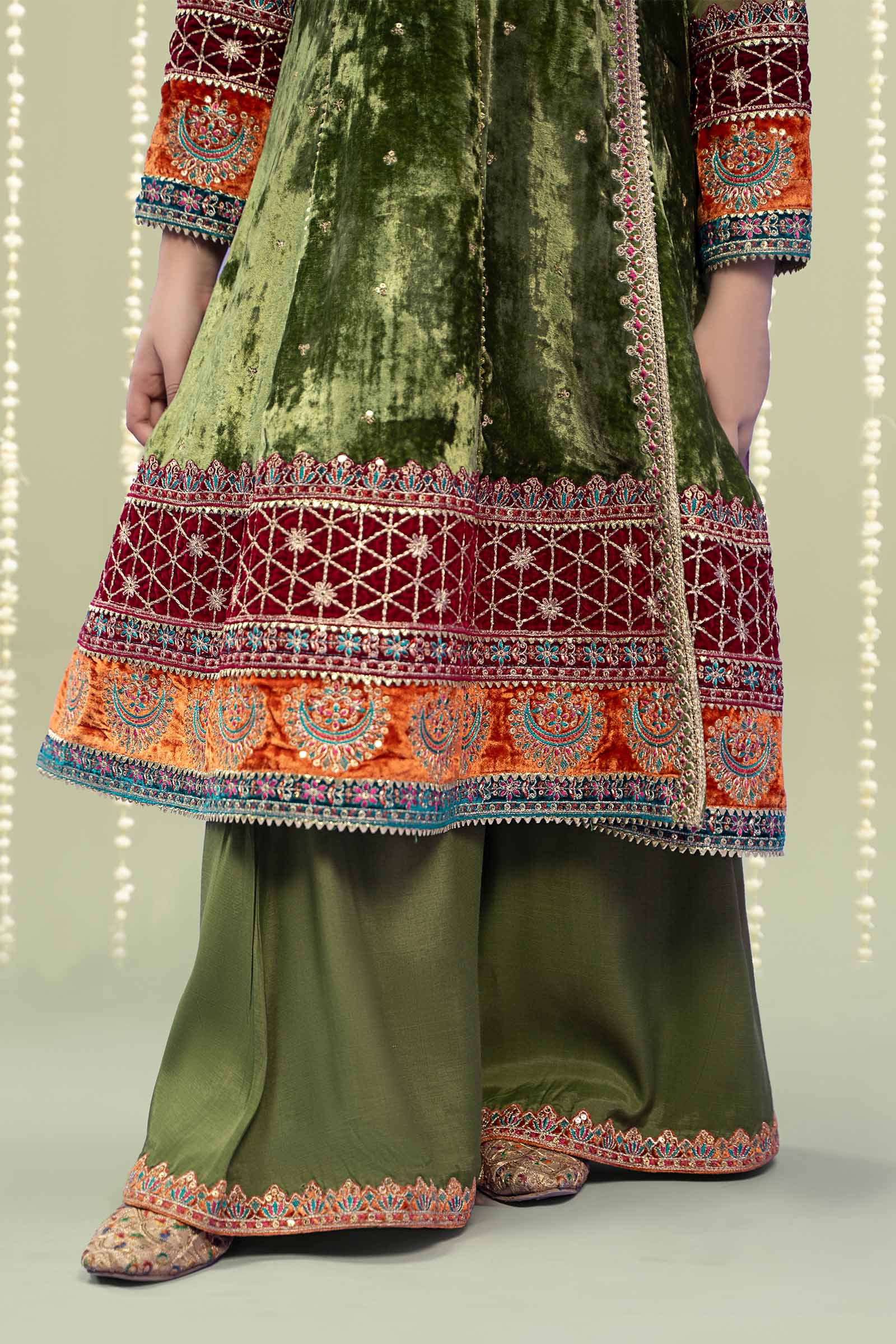 3 Piece Embroidered Velvet Suit