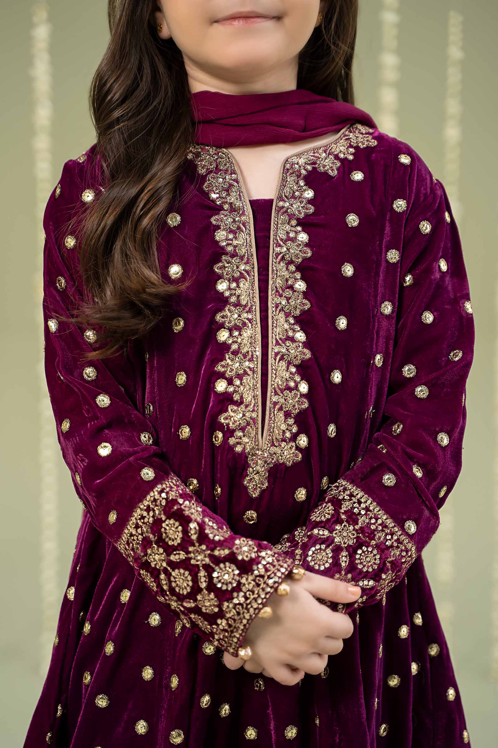 3 Piece Embroidered Velvet Suit