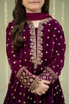 3 Piece Embroidered Velvet Suit
