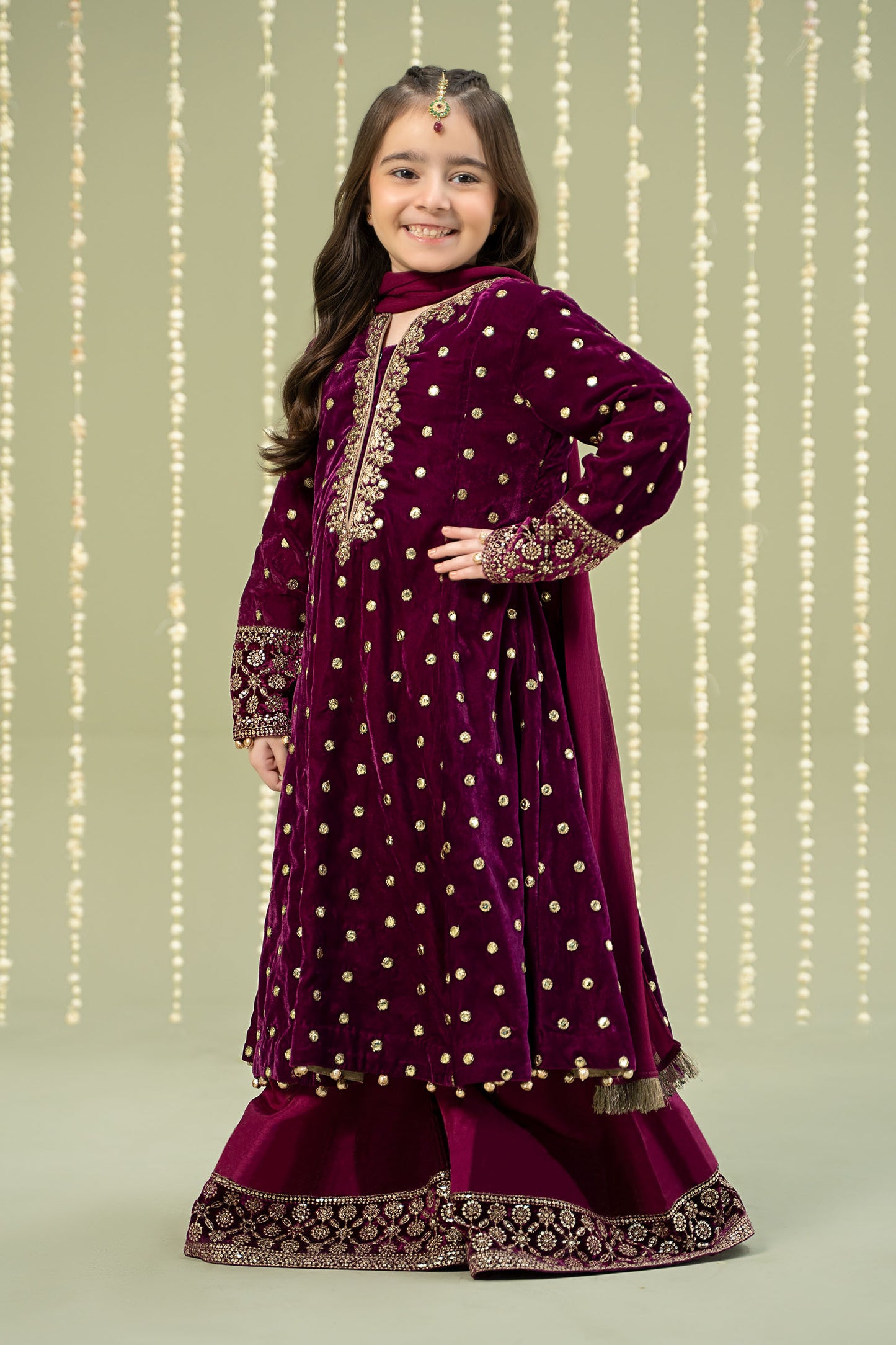 3 Piece Embroidered Velvet Suit