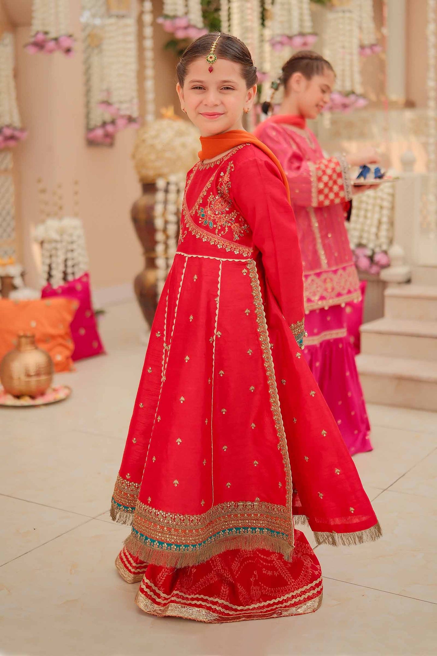 3 Piece Embroidered Raw Silk Suit