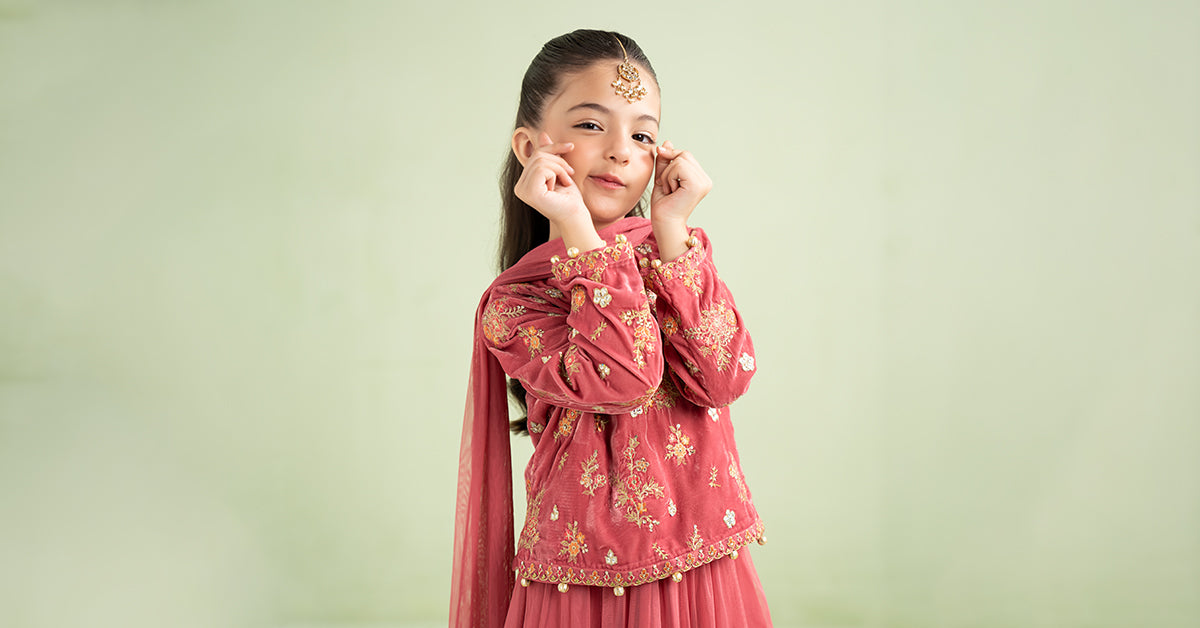 3 Piece Embroidered Velvet Suit