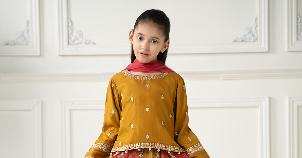 3 Piece Embroidered Raw Silk Suit