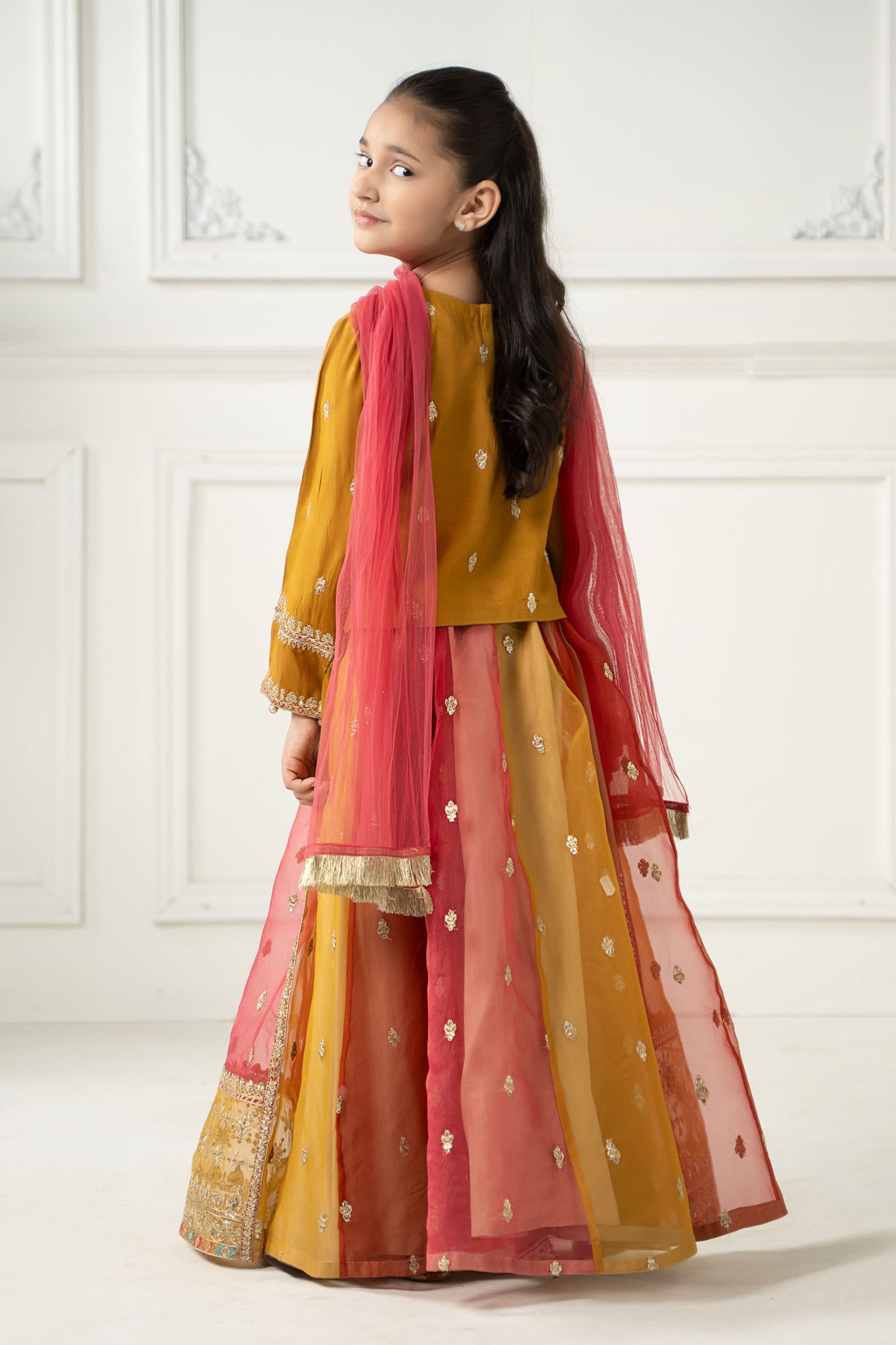 3 Piece Embroidered Raw Silk Suit
