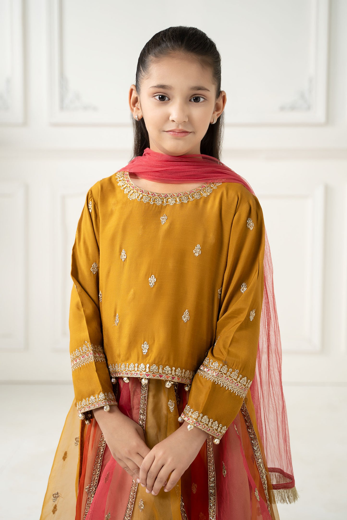 3 Piece Embroidered Raw Silk Suit