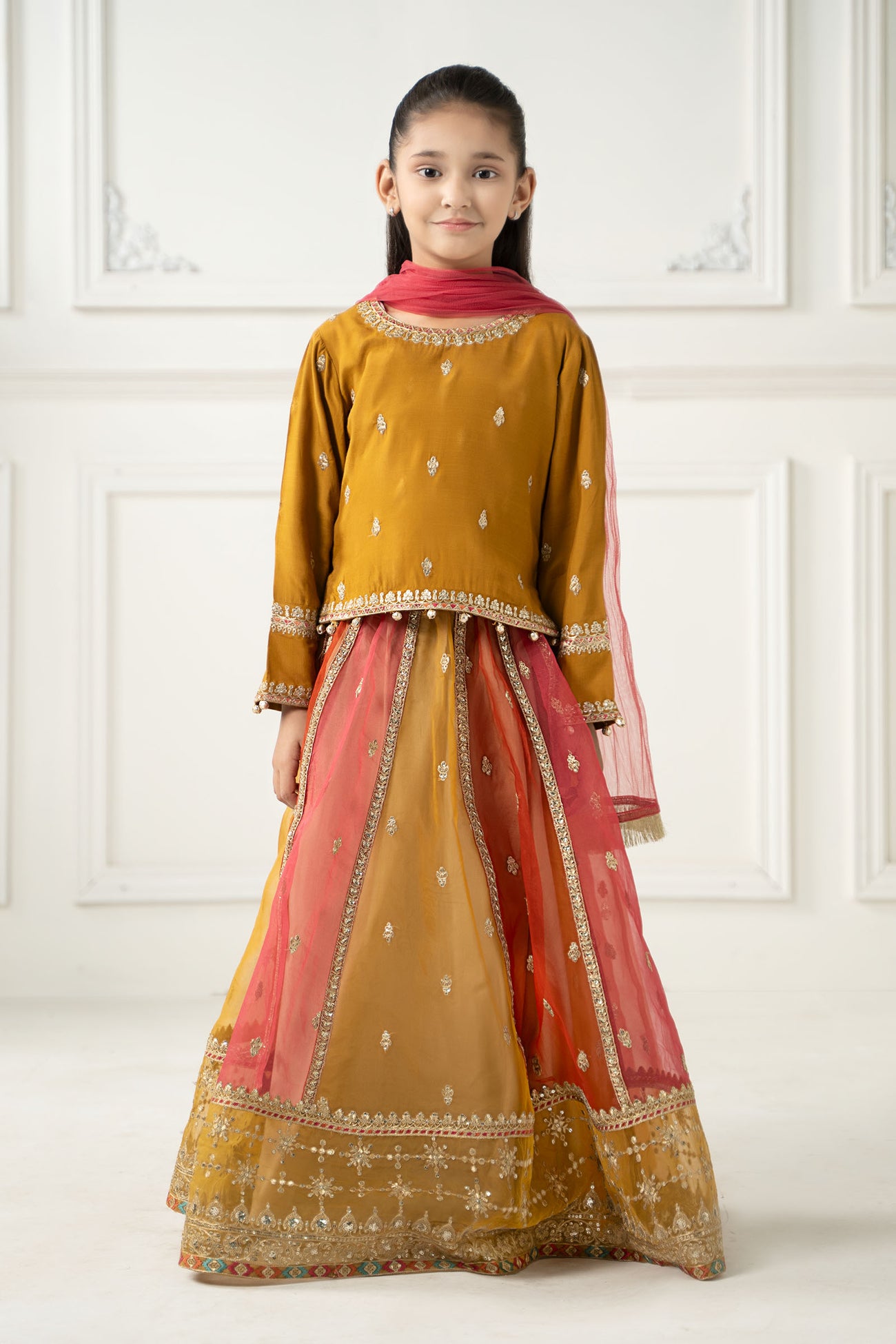 3 Piece Embroidered Raw Silk Suit