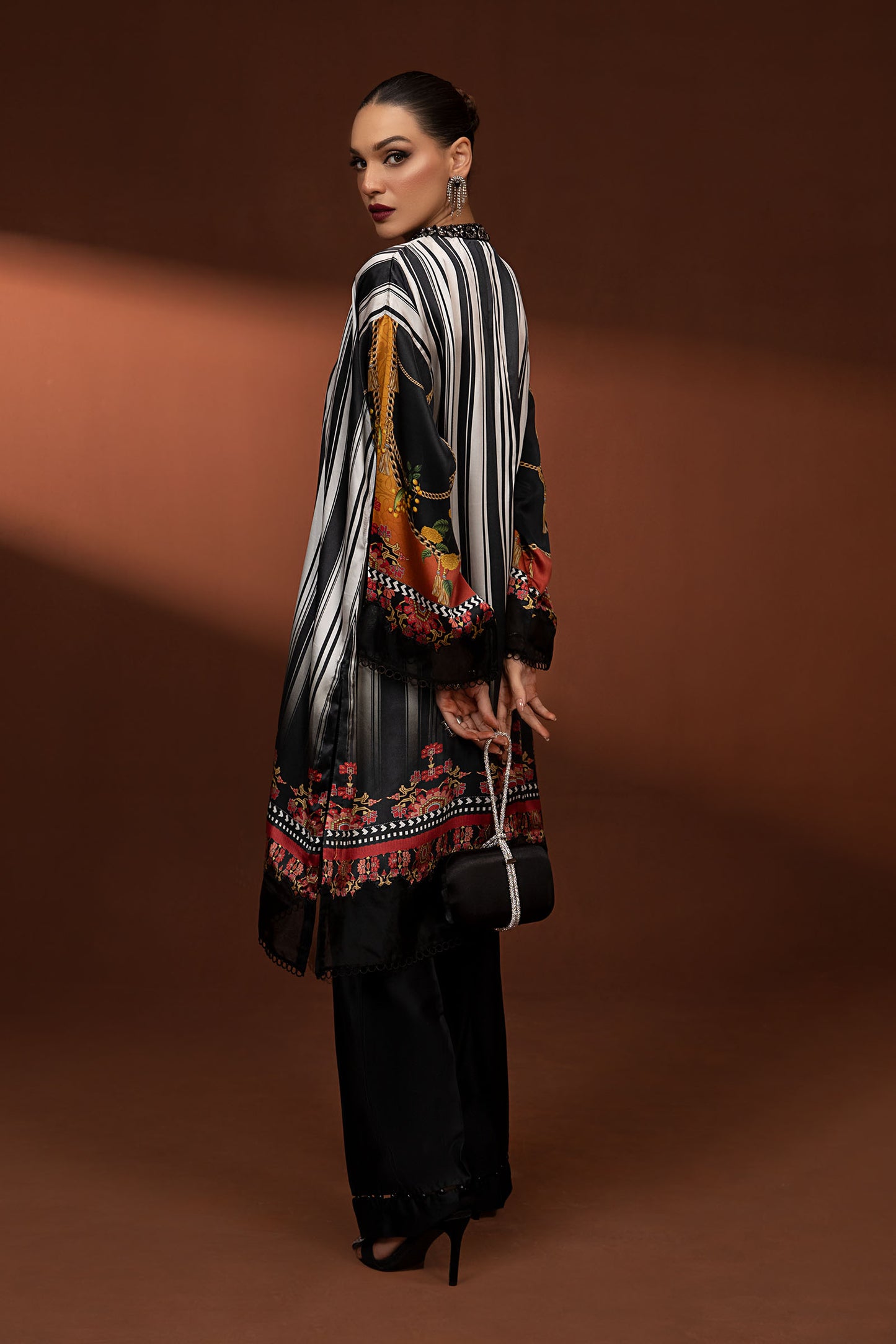 3 Piece Printed Pure Charmeuse Silk Suit