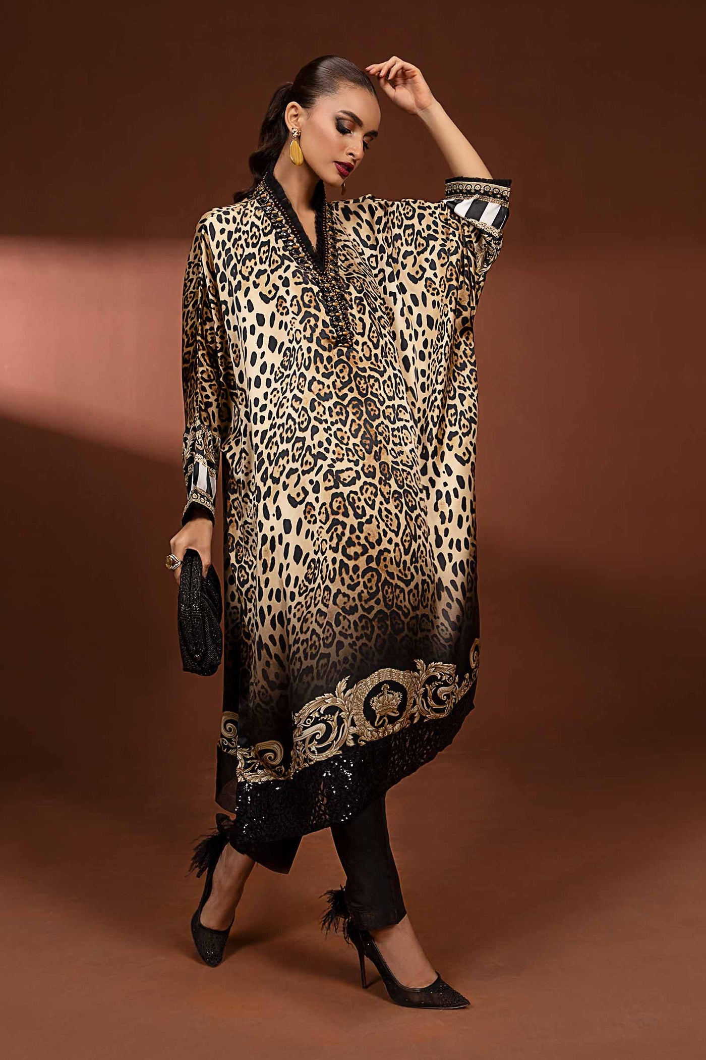 2 Piece Printed Pure Charmeuse Silk Suit