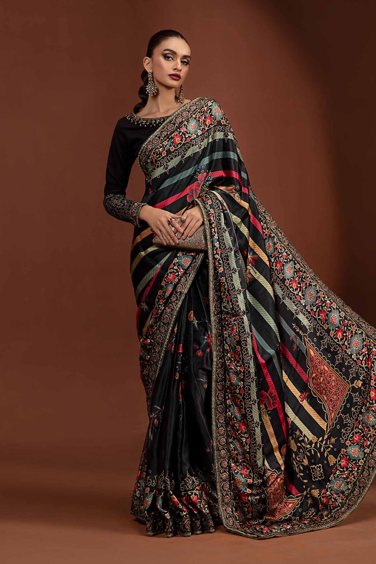 Embroidered Pure Charmeuse Silk Saree