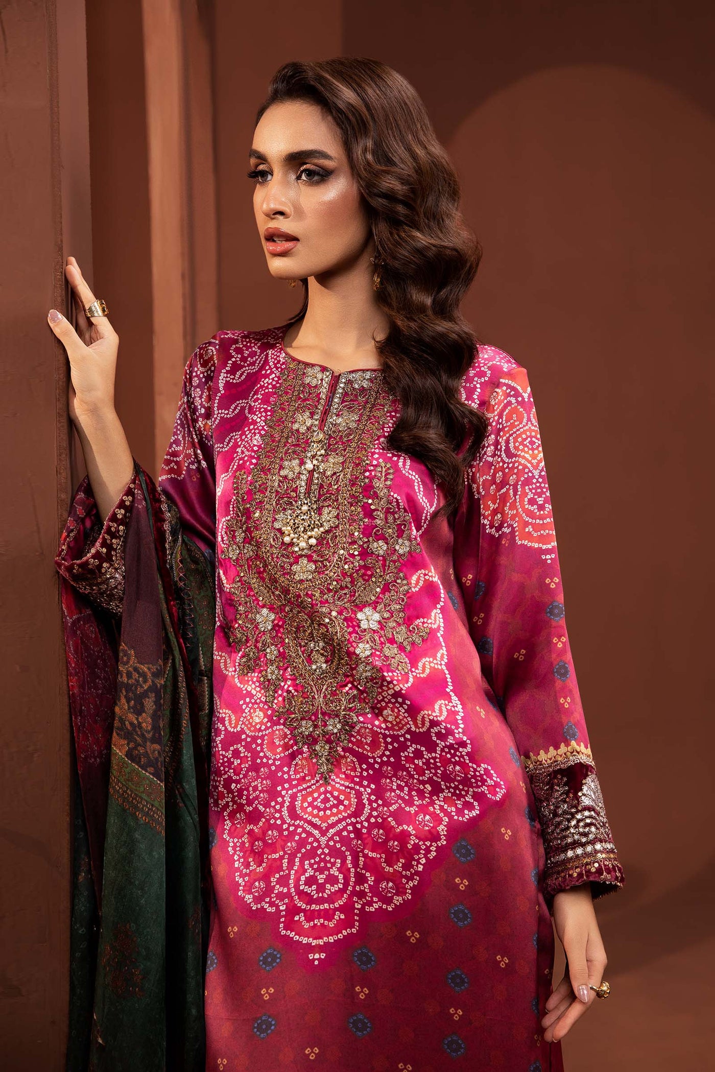 3 Piece Embroidered Pure Charmeuse Silk Suit