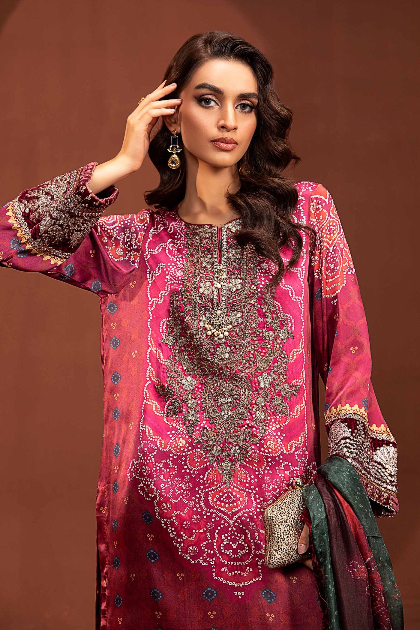 3 Piece Embroidered Pure Charmeuse Silk Suit