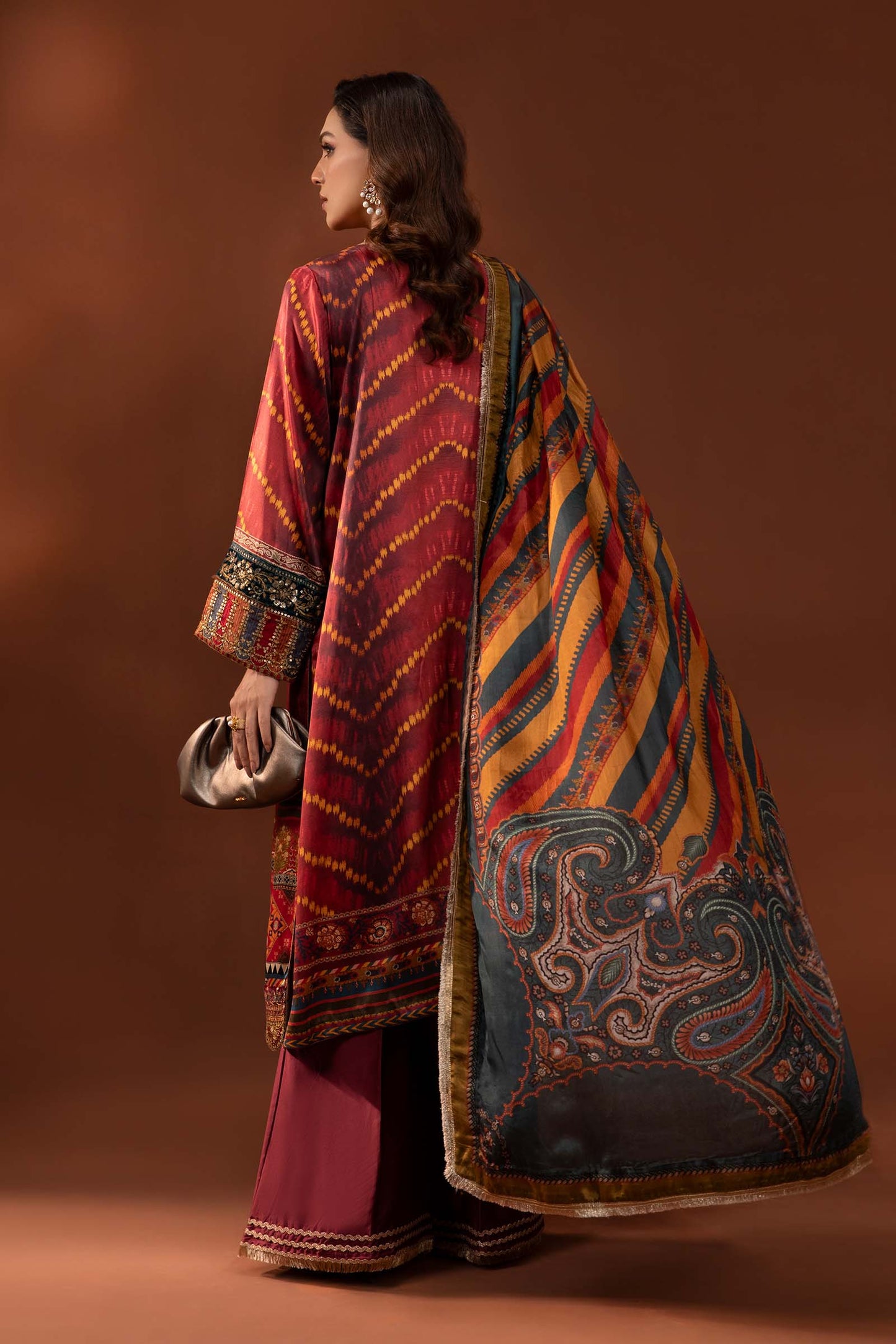 3 Piece Printed Pure Charmeuse Silk Suit