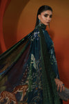 3 Piece Printed Satin Silk Suit