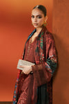 3 Piece Embroidered Satin Silk Suit